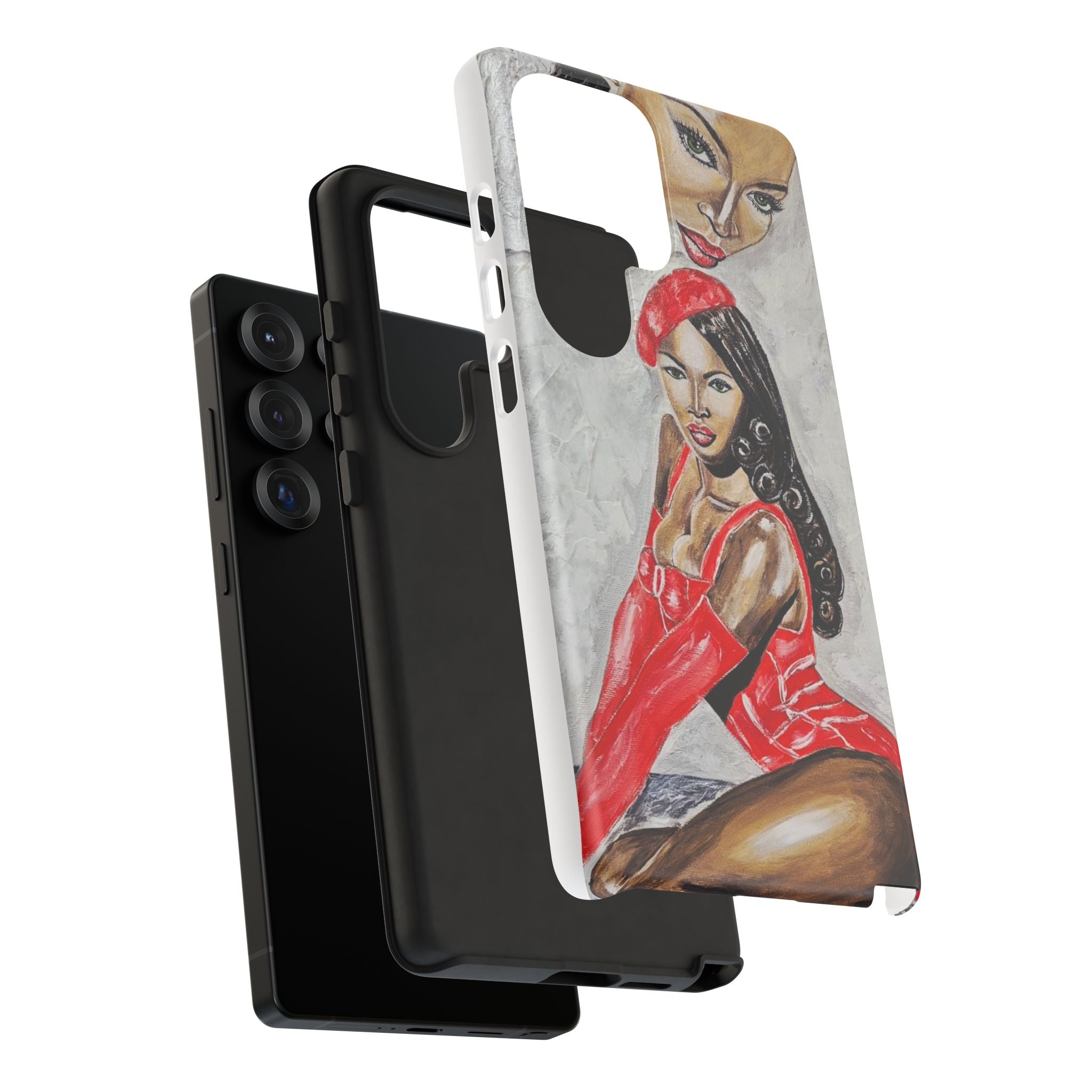 Pinup Girl Illustration Phone Case | Retro Femme Fatale, Red Outfit
