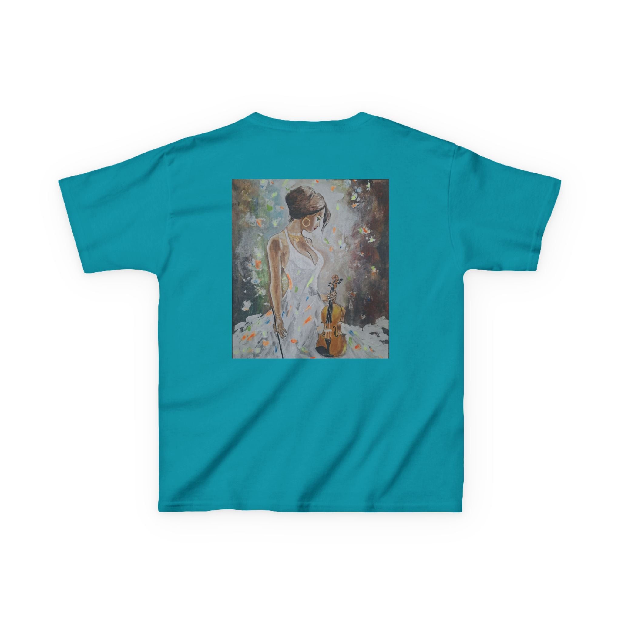 Kids Dance & Violin Art Tee — Vintage Ballroom Couple & Violinist Graphic Shirt