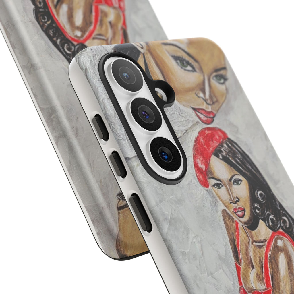 Pinup Girl Illustration Phone Case | Retro Femme Fatale, Red Outfit