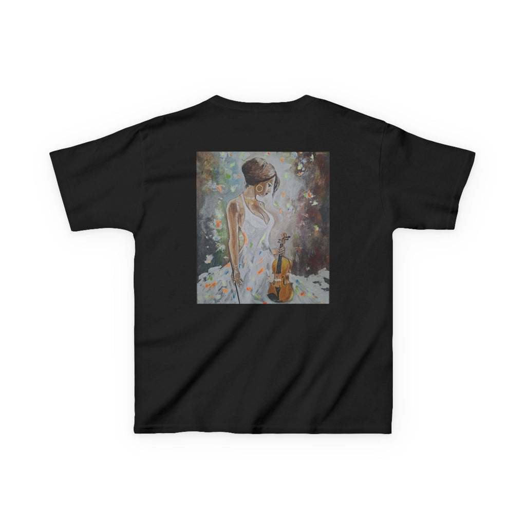 Kids Dance & Violin Art Tee — Vintage Ballroom Couple & Violinist Graphic Shirt