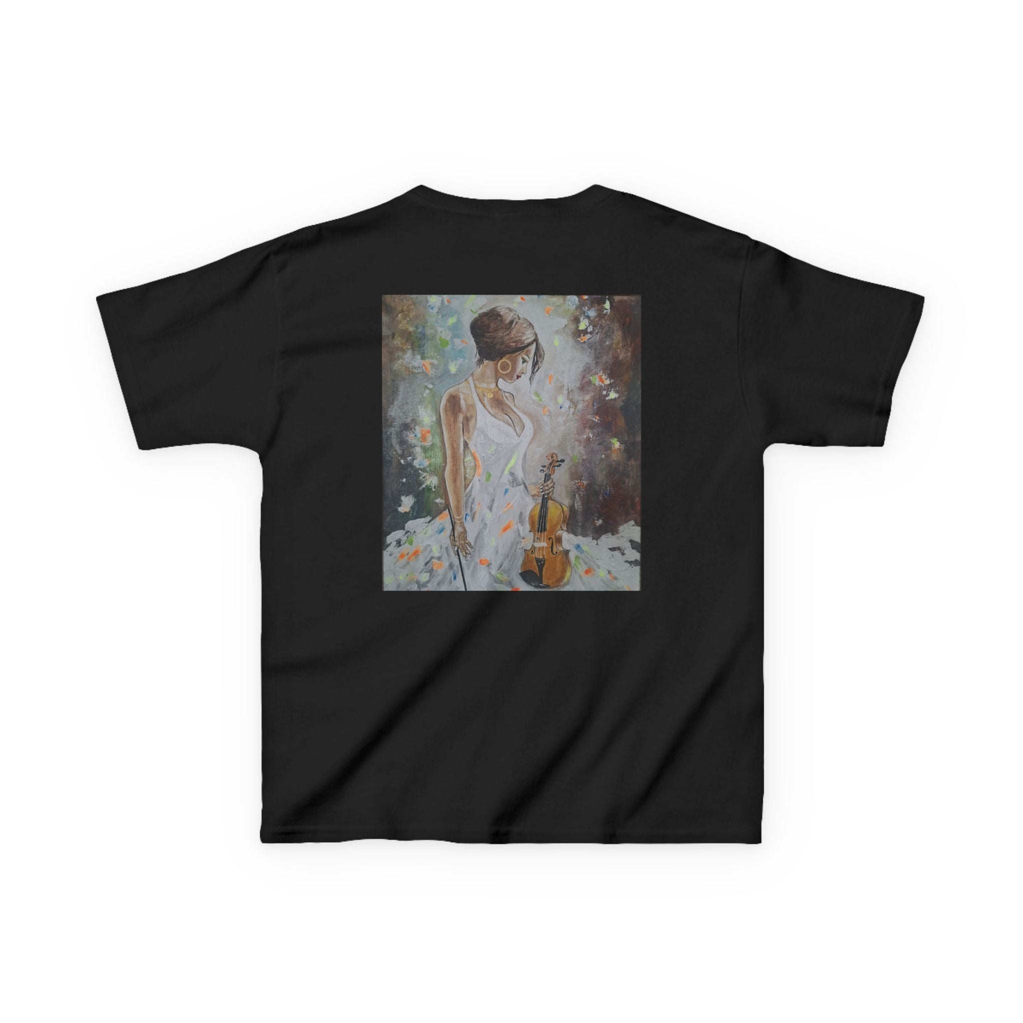 Kids Dance & Violin Art Tee — Vintage Ballroom Couple & Violinist Graphic Shirt