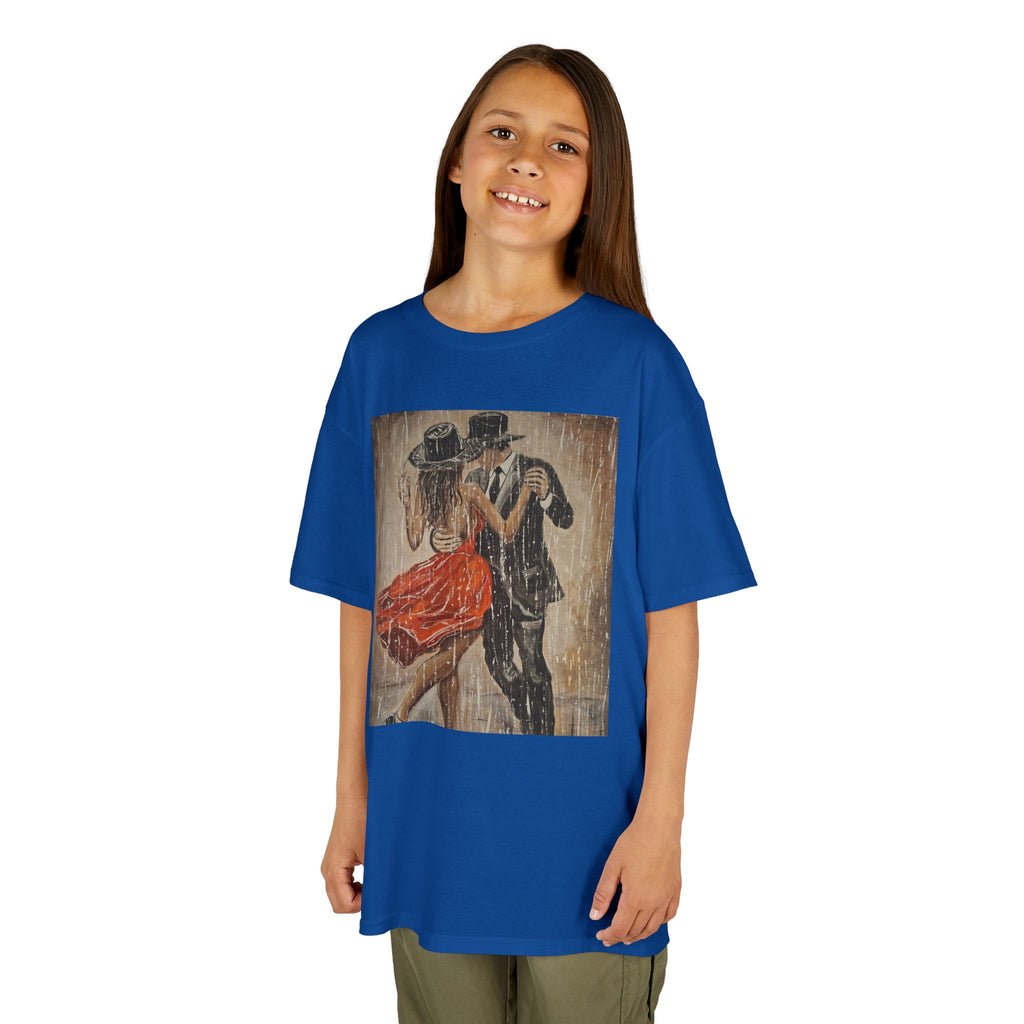 Kids Dance & Violin Art Tee — Vintage Ballroom Couple & Violinist Graphic Shirt