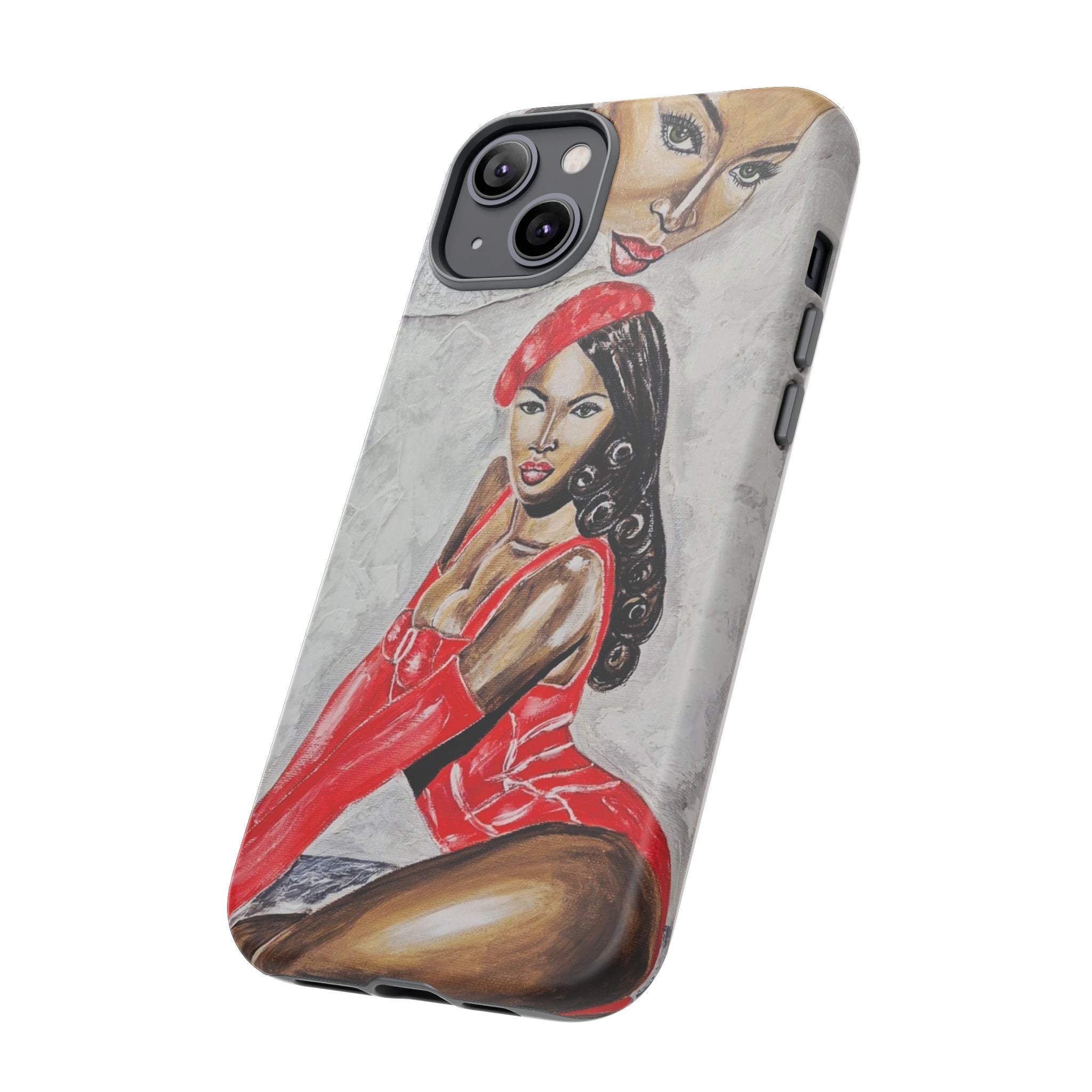 Pinup Girl Illustration Phone Case | Retro Femme Fatale, Red Outfit