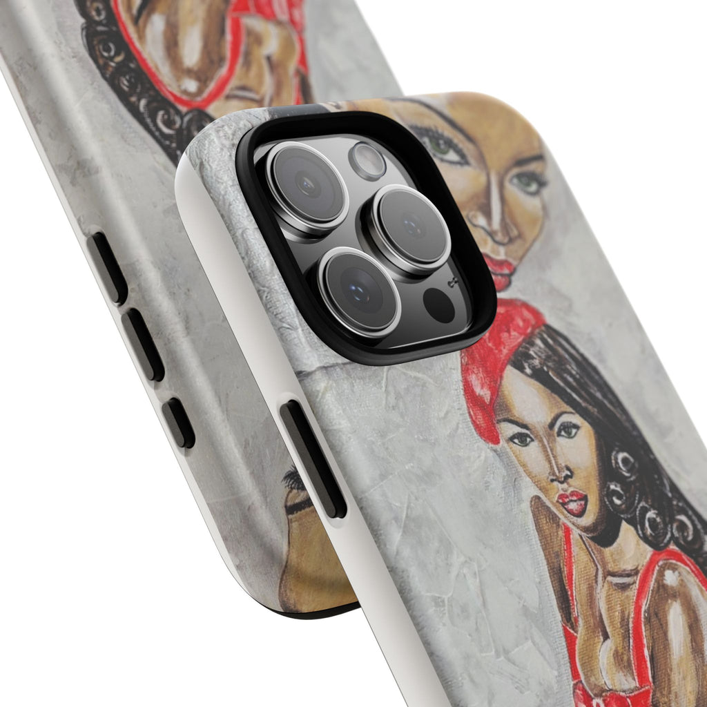 Pinup Girl Illustration Phone Case | Retro Femme Fatale, Red Outfit