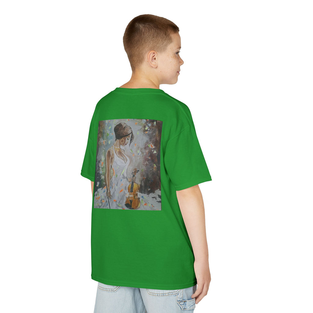 Kids Dance & Violin Art Tee — Vintage Ballroom Couple & Violinist Graphic Shirt