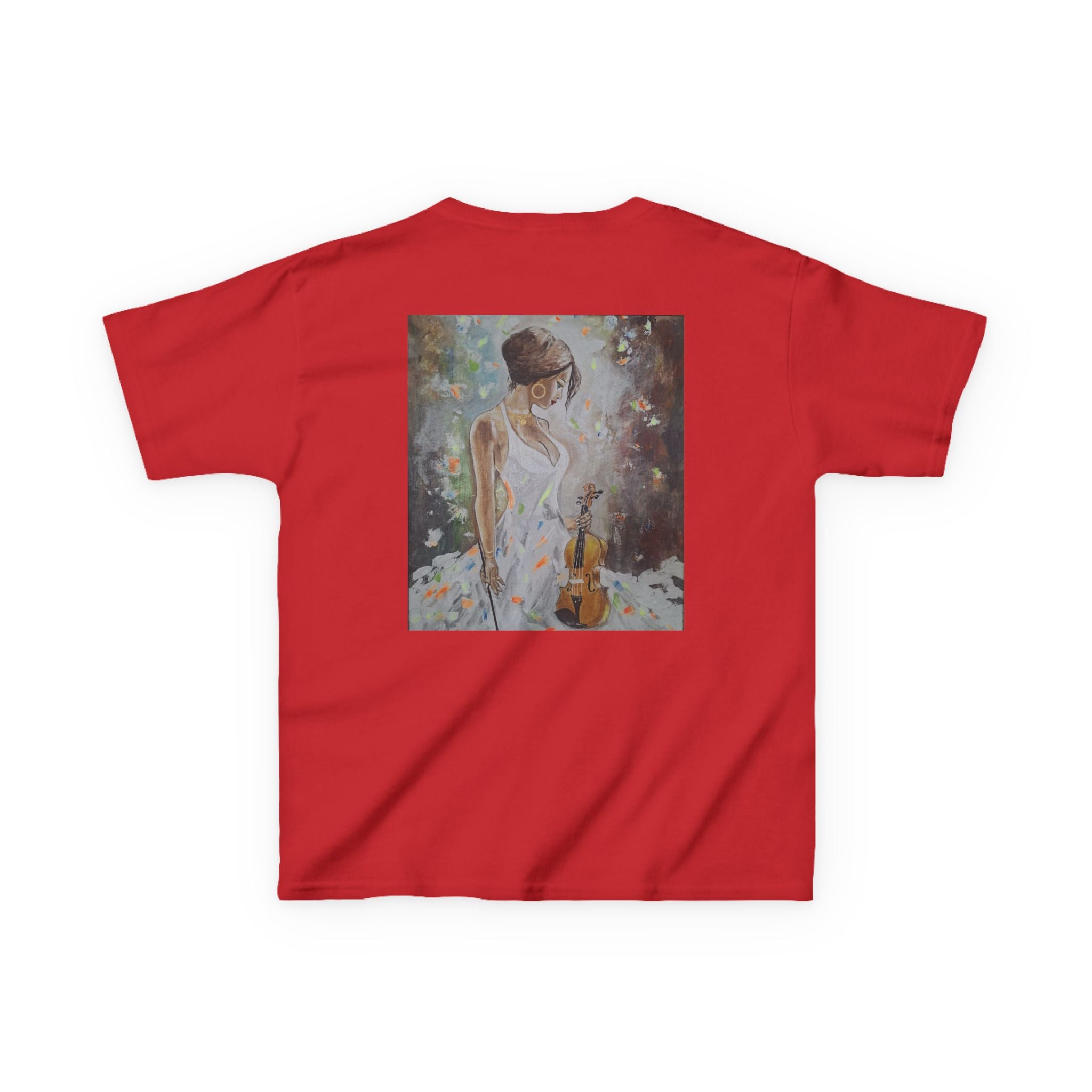 Kids Dance & Violin Art Tee — Vintage Ballroom Couple & Violinist Graphic Shirt