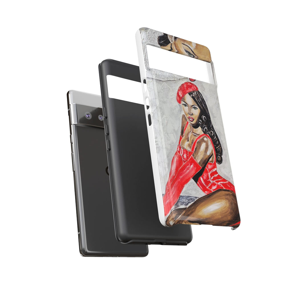 Pinup Girl Illustration Phone Case | Retro Femme Fatale, Red Outfit