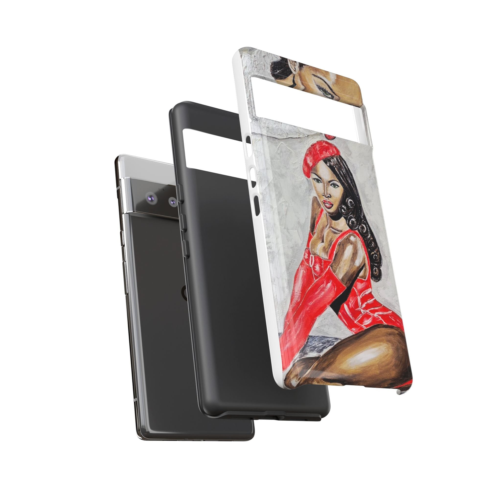 Pinup Girl Illustration Phone Case | Retro Femme Fatale, Red Outfit