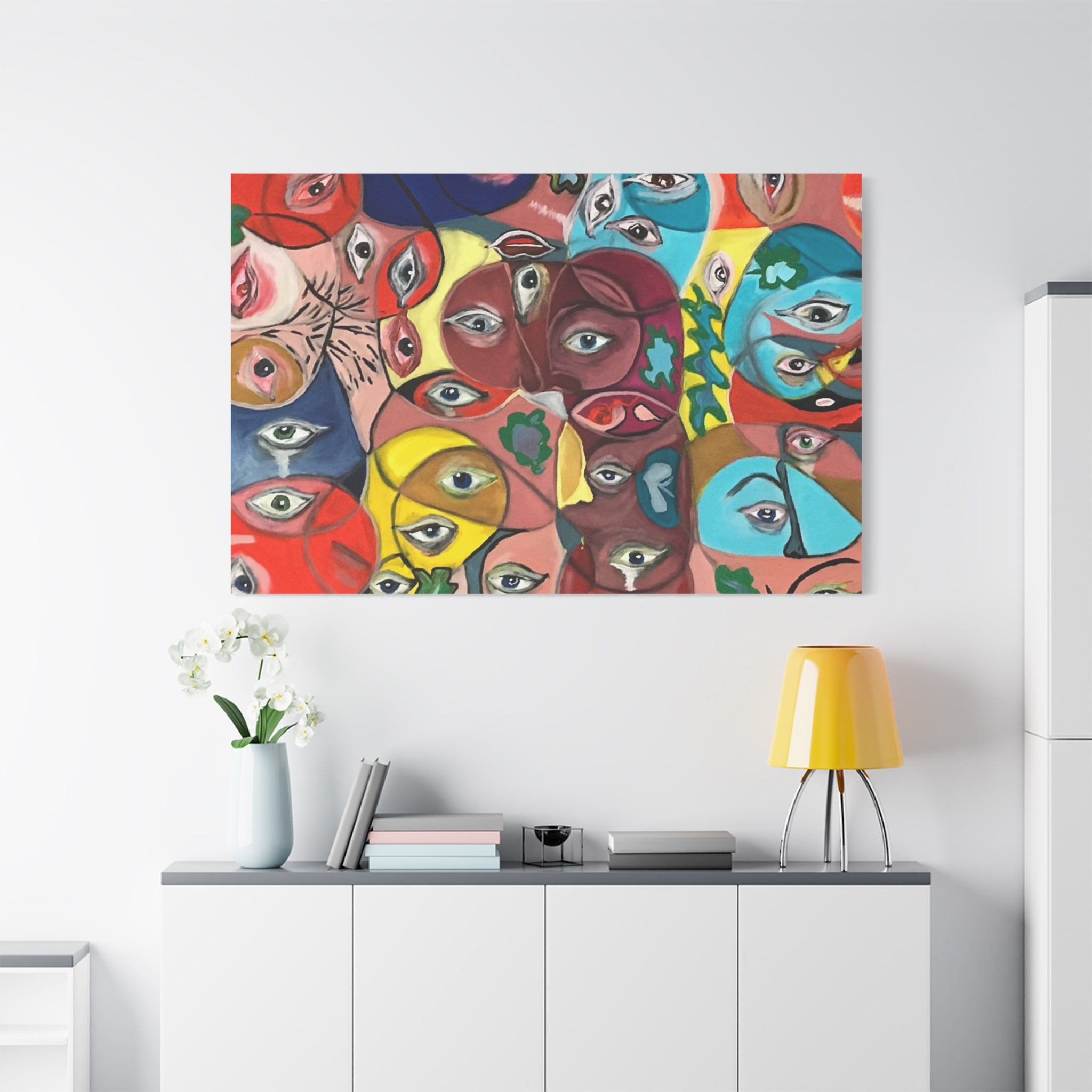 Colorful Abstract Faces Canvas | Matte Stretched Canvas