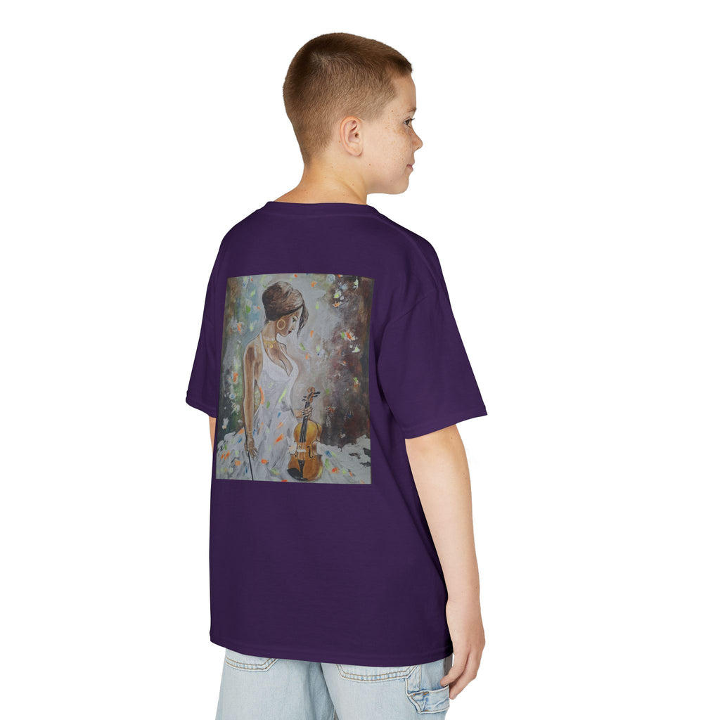 Kids Dance & Violin Art Tee — Vintage Ballroom Couple & Violinist Graphic Shirt