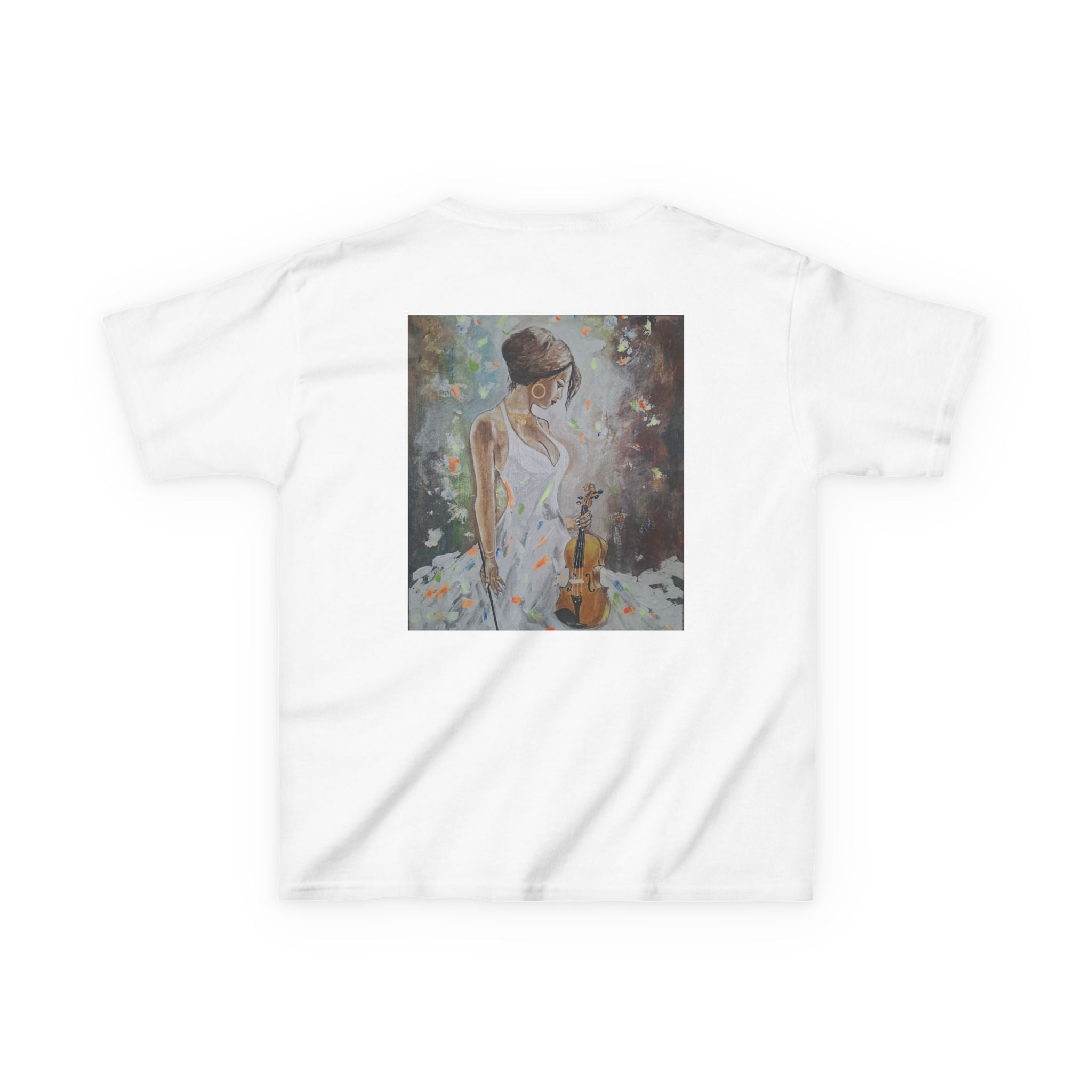 Kids Dance & Violin Art Tee — Vintage Ballroom Couple & Violinist Graphic Shirt