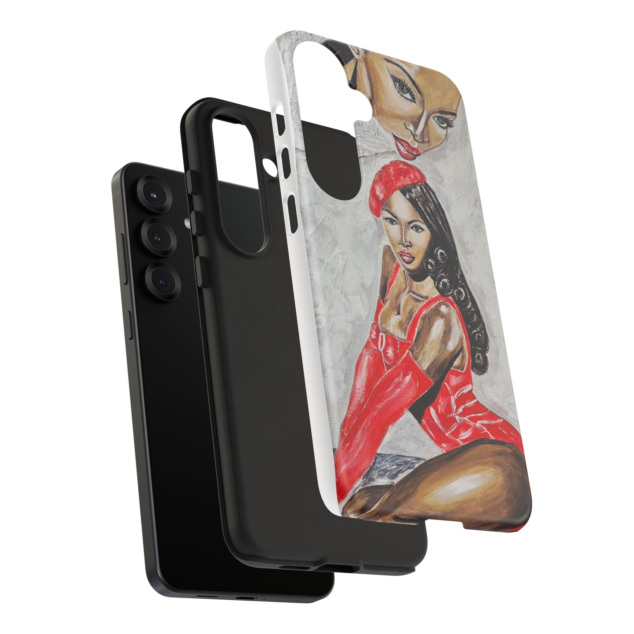 Pinup Girl Illustration Phone Case | Retro Femme Fatale, Red Outfit