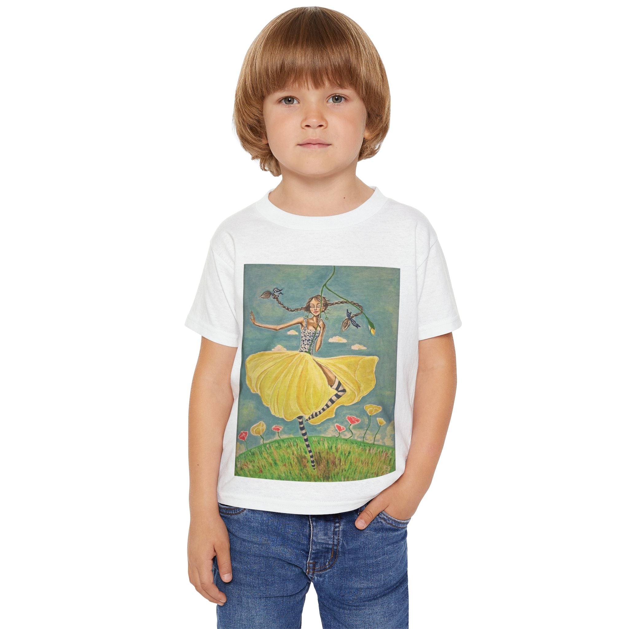 Dancing Girl Illustration Toddler T-shirt | Whimsical Kids Art