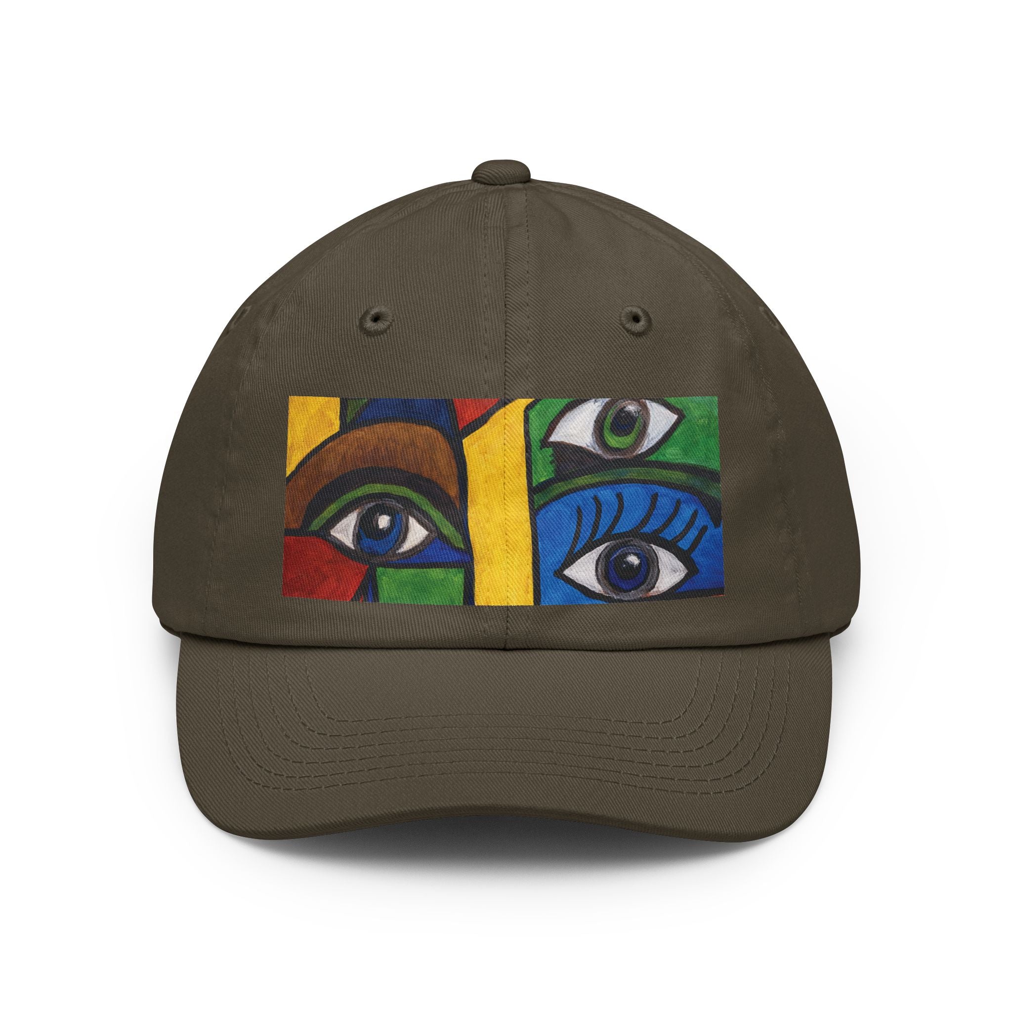Abstract Eyes Dad Hat — Colorful Cubist Eye Art Cap