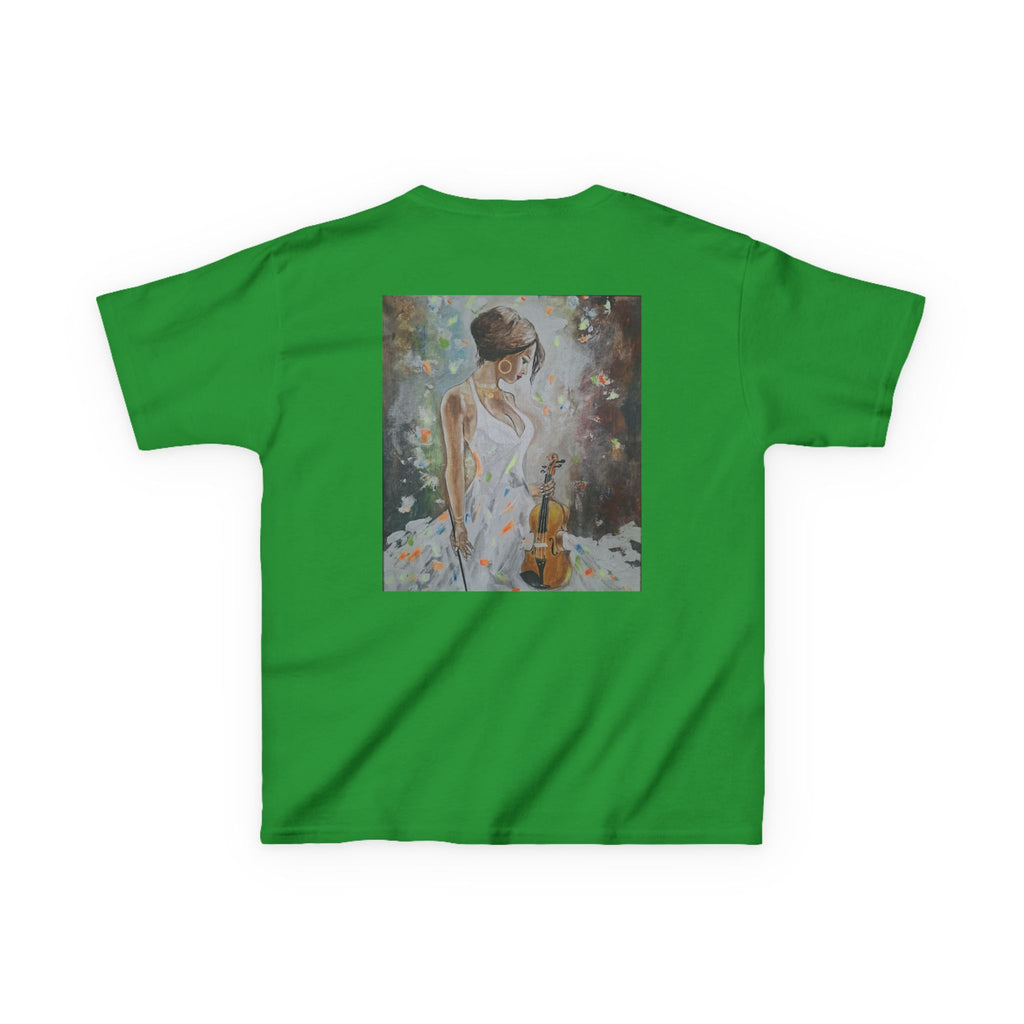 Kids Dance & Violin Art Tee — Vintage Ballroom Couple & Violinist Graphic Shirt