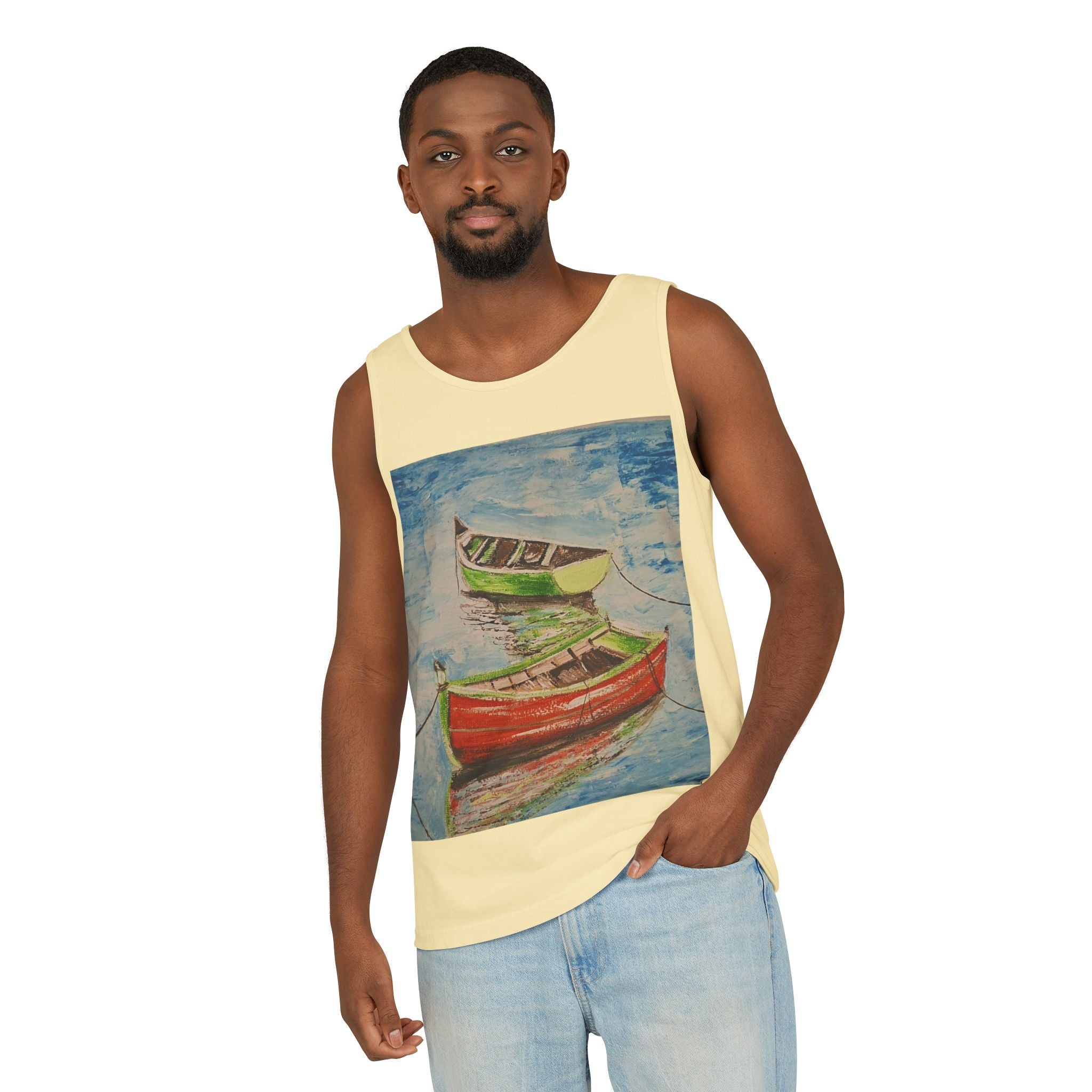 Boat Painting Tank Top — Colorful Rowboats Art Print Tank