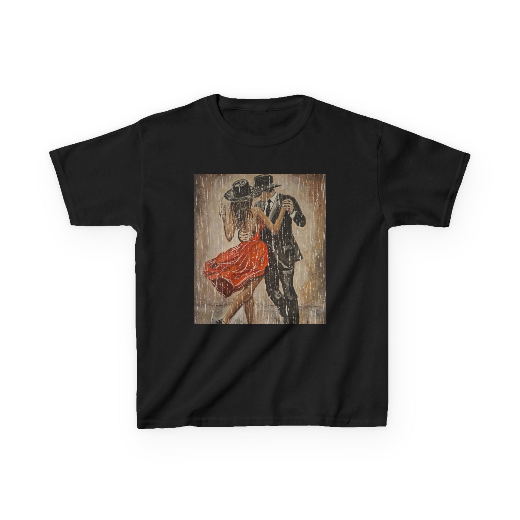 Kids Dance & Violin Art Tee — Vintage Ballroom Couple & Violinist Graphic Shirt