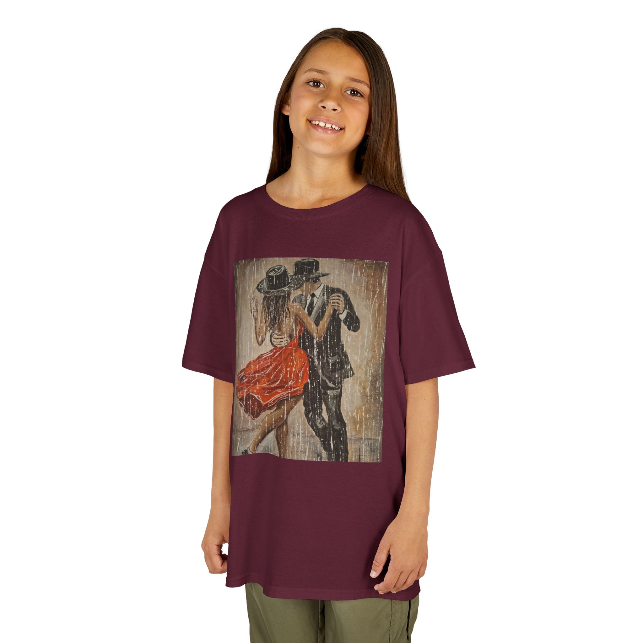 Kids Dance & Violin Art Tee — Vintage Ballroom Couple & Violinist Graphic Shirt