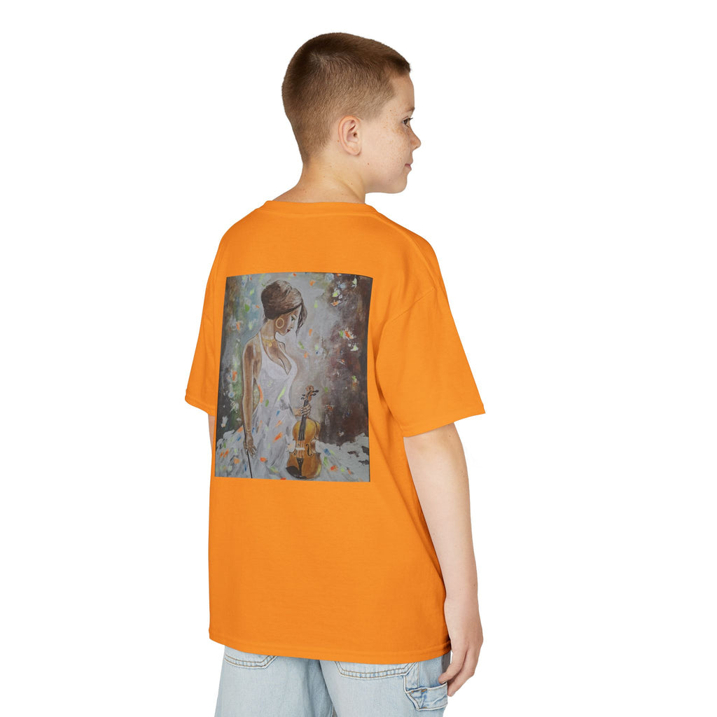 Kids Dance & Violin Art Tee — Vintage Ballroom Couple & Violinist Graphic Shirt