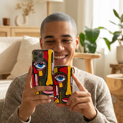 Abstract Colorful Face Phone Case | Cubist Art Pattern