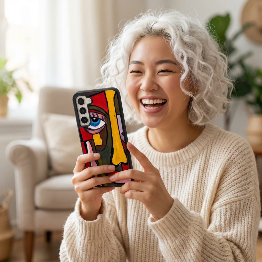 Abstract Colorful Face Phone Case | Cubist Art Pattern