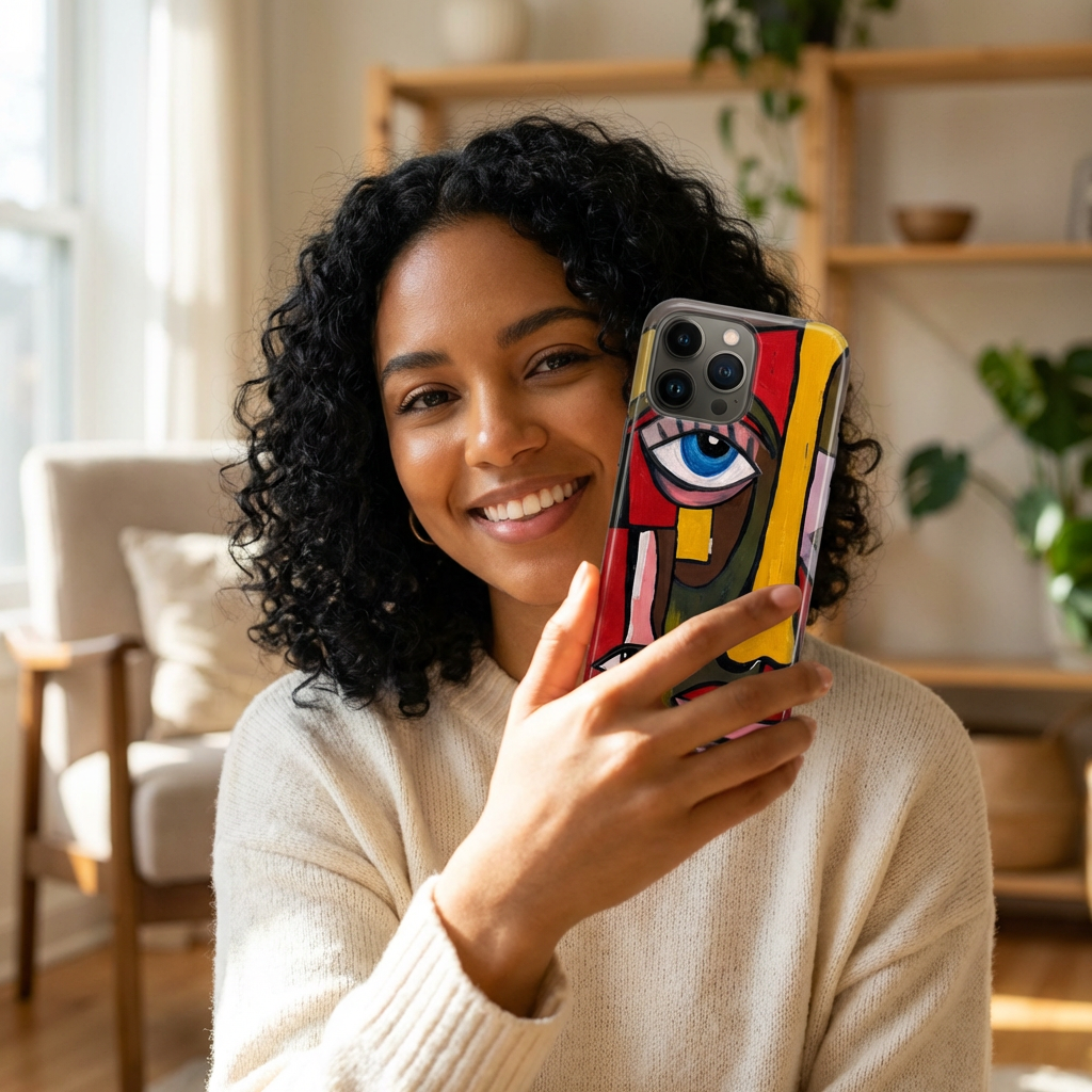 Abstract Colorful Face Phone Case | Cubist Art Pattern