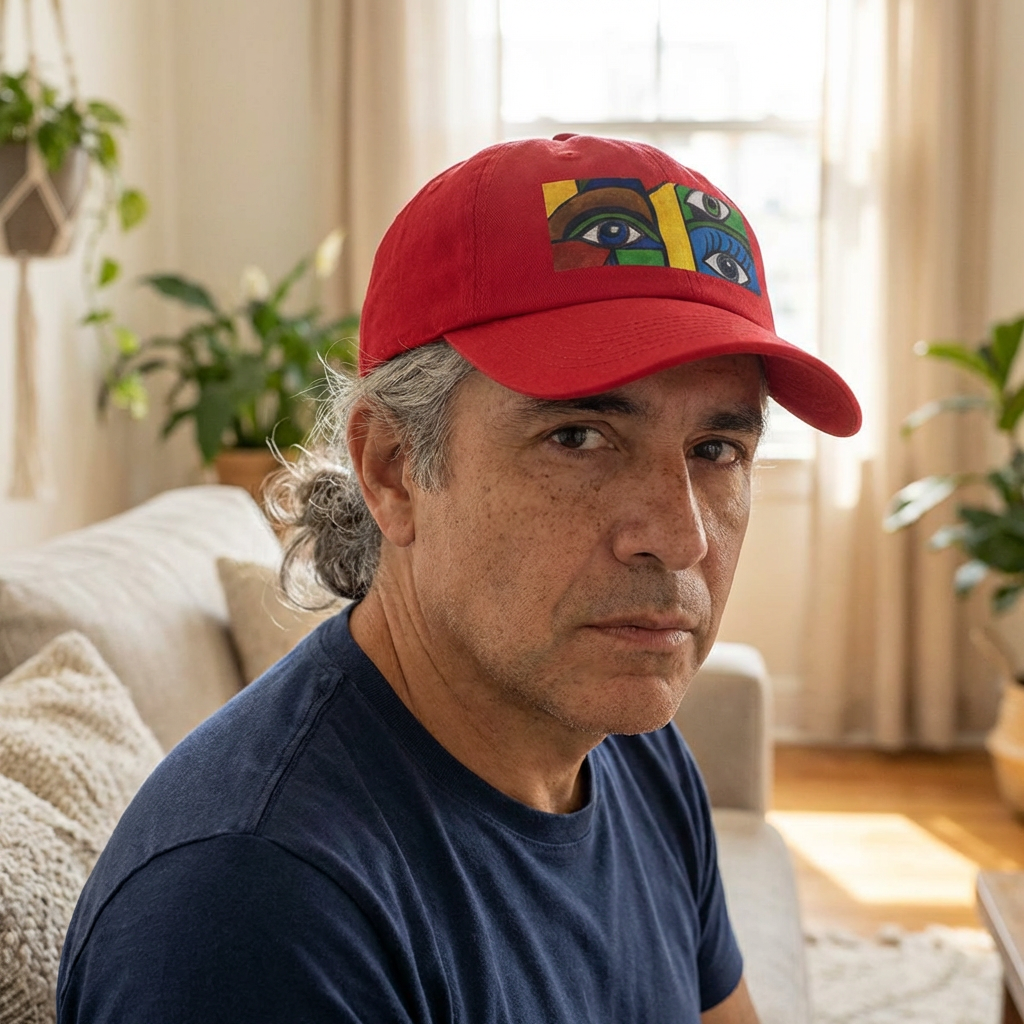 Abstract Eyes Dad Hat — Colorful Cubist Eye Art Cap