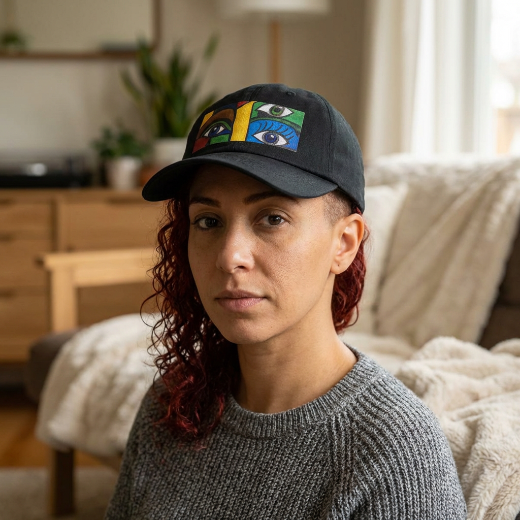 Abstract Eyes Dad Hat — Colorful Cubist Eye Art Cap
