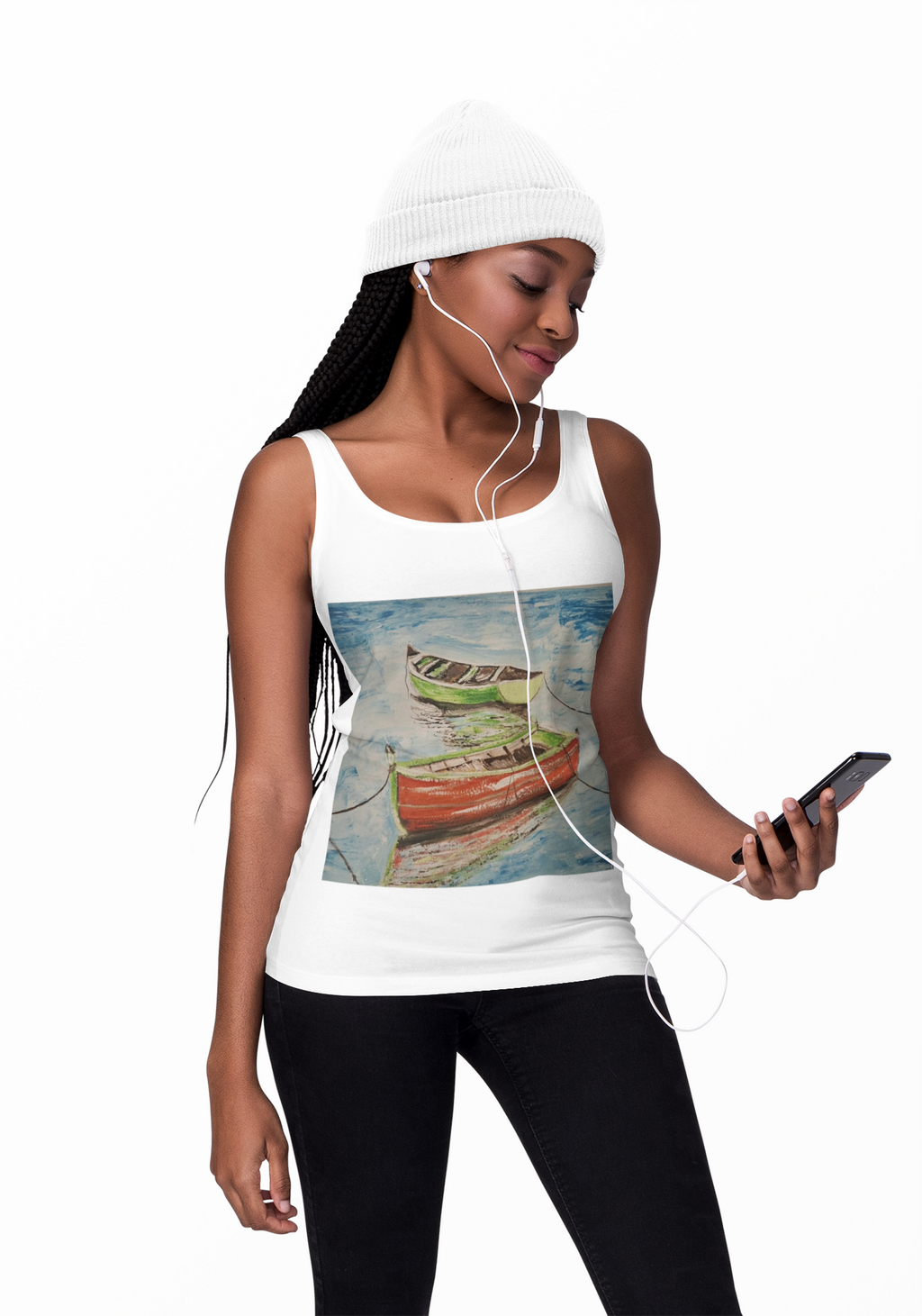 Boat Painting Tank Top — Colorful Rowboats Art Print Tank