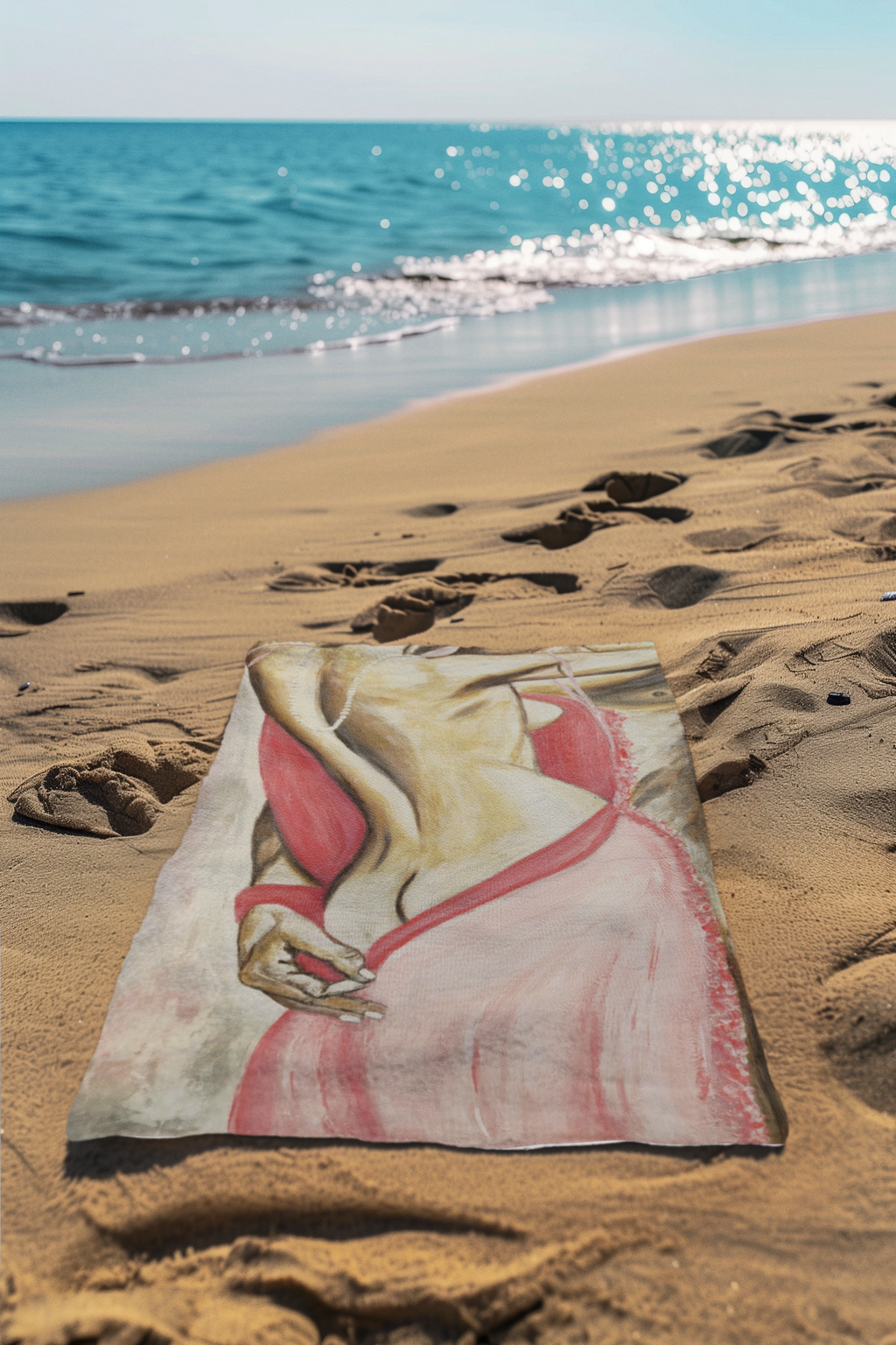 Vintage Pin-Up Beach Towel – Retro Bikini Girl Illustration