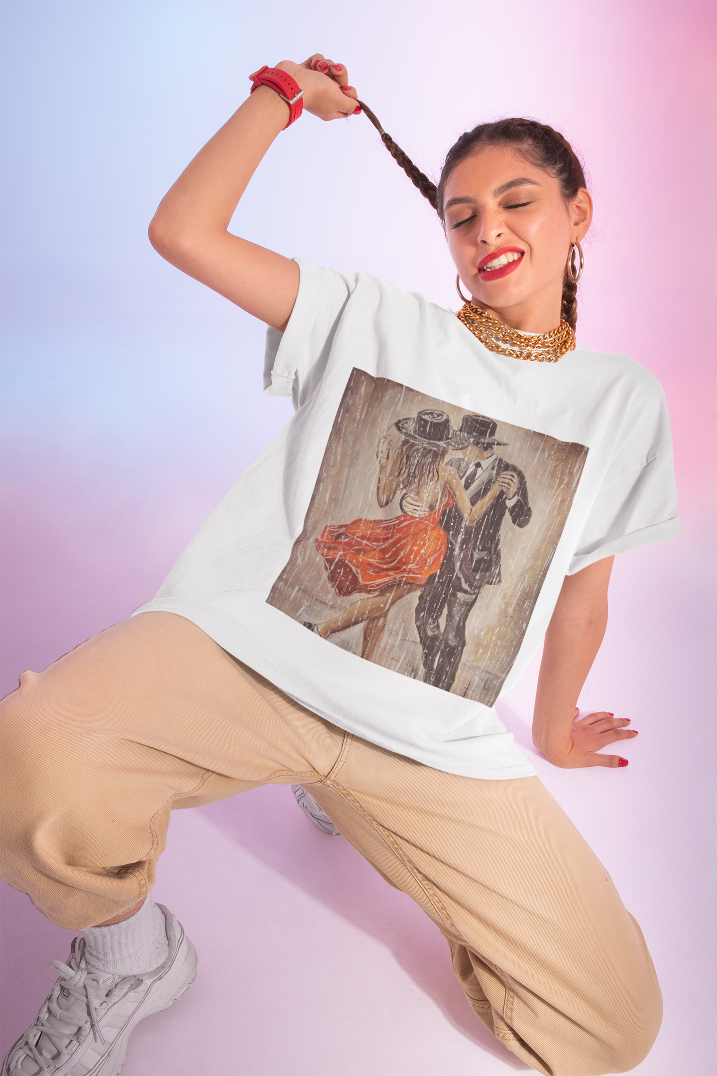 Kids Dance & Violin Art Tee — Vintage Ballroom Couple & Violinist Graphic Shirt