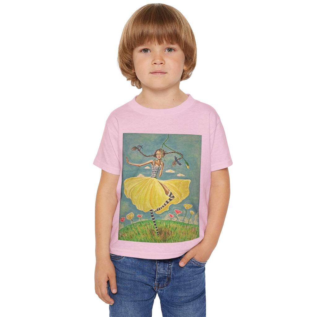 Dancing Girl Illustration Toddler T-shirt | Whimsical Kids Art