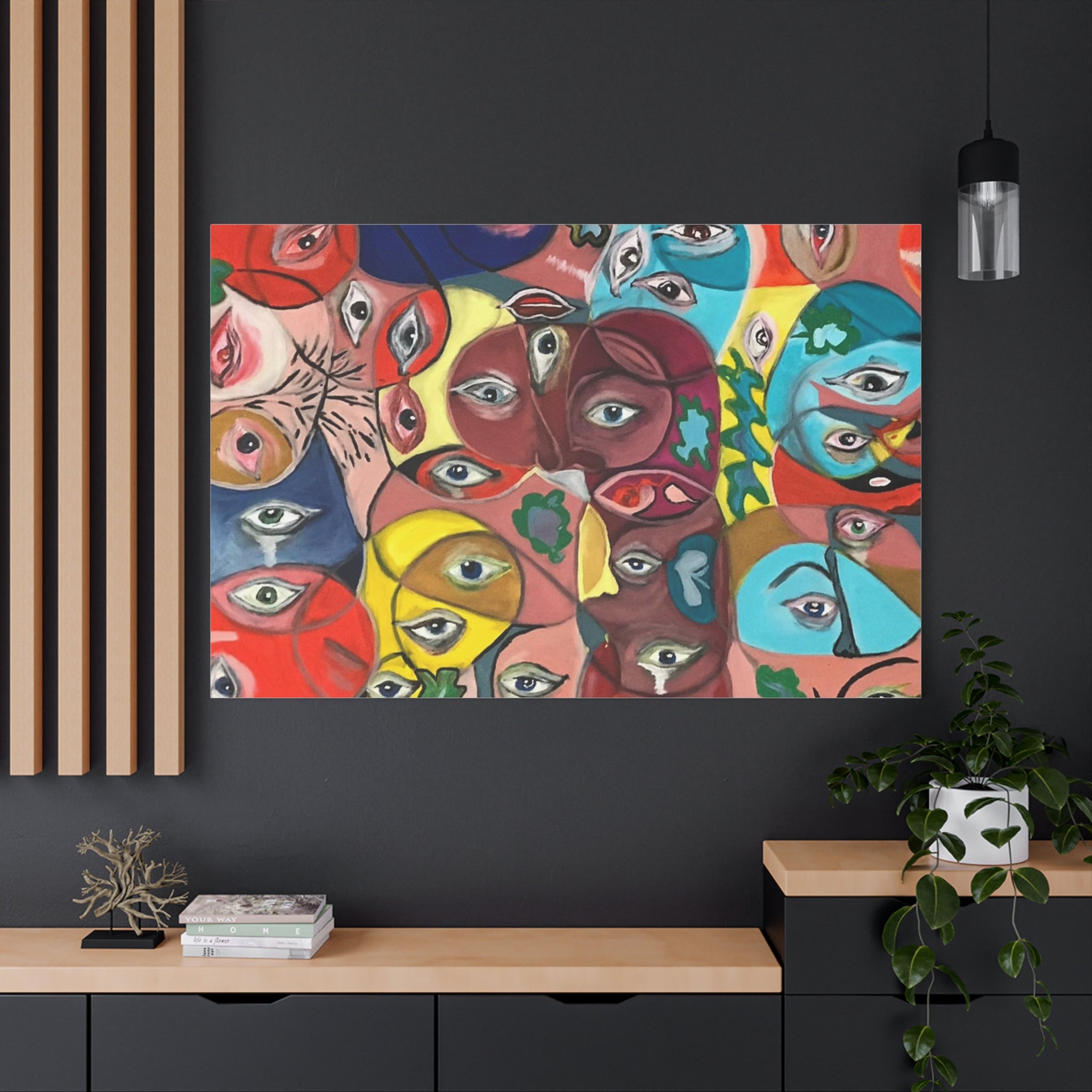 Colorful Abstract Faces Canvas | Matte Stretched Canvas