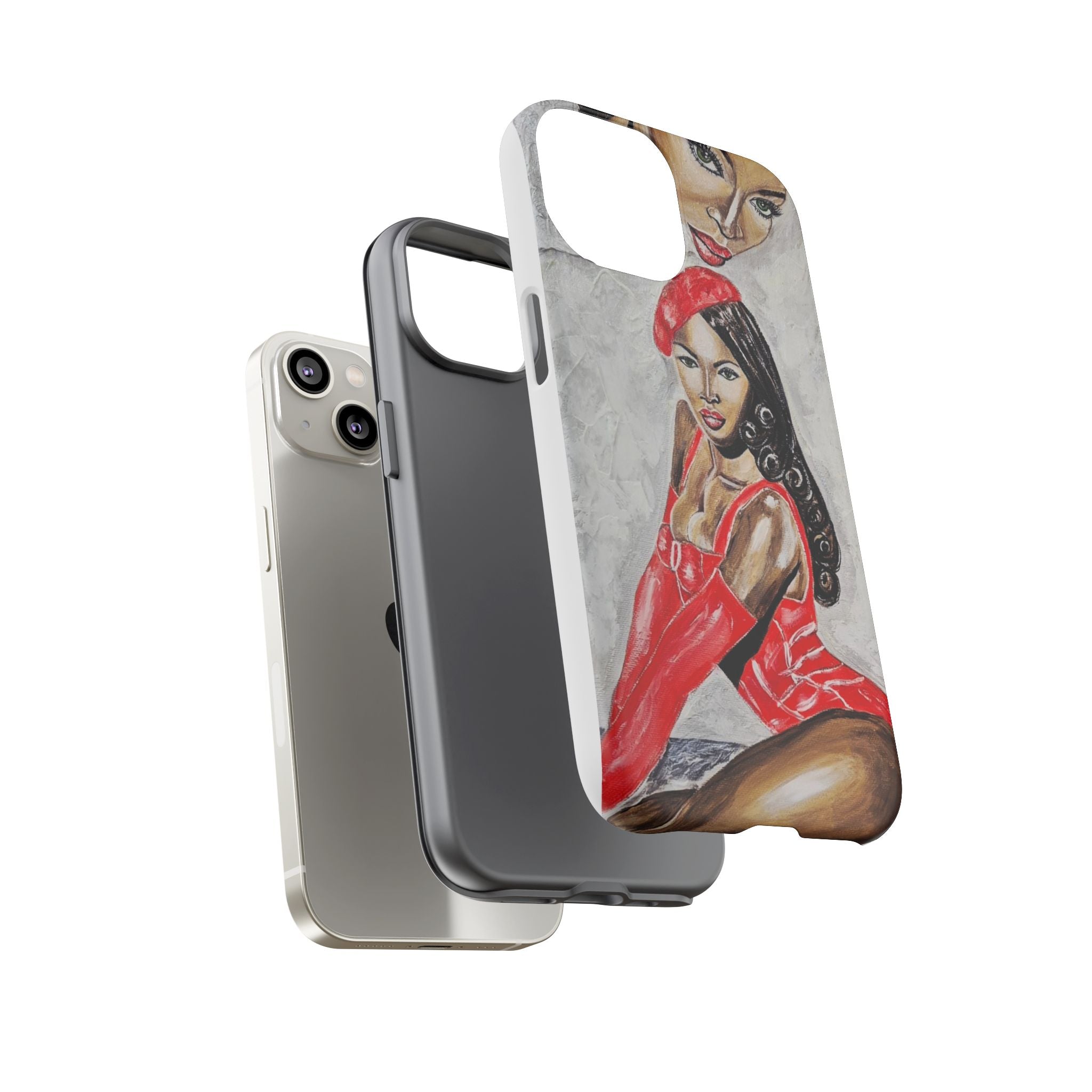 Pinup Girl Illustration Phone Case | Retro Femme Fatale, Red Outfit