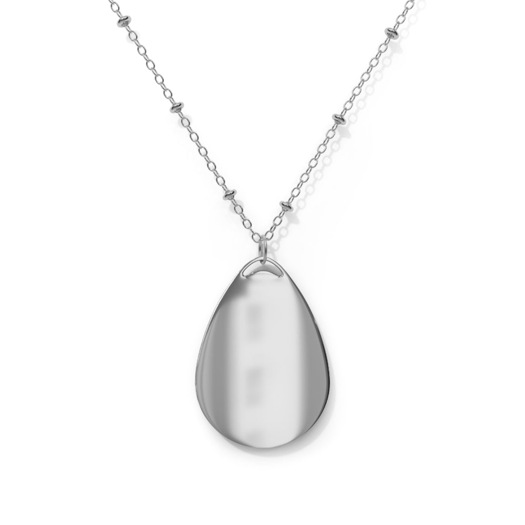 Saint Icon Oval Necklace | Teardrop Religious Pendant, Silver Medal