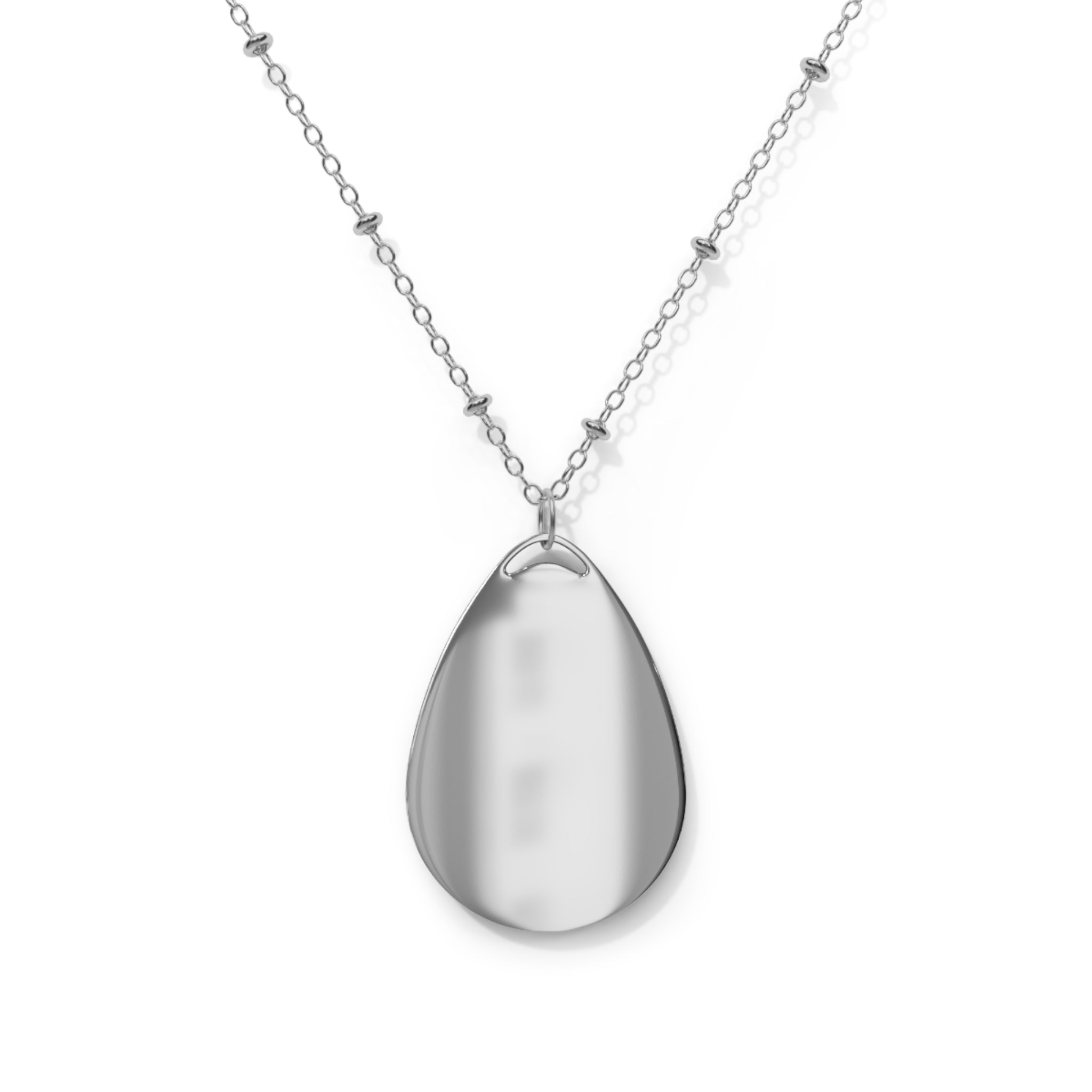 Saint Icon Oval Necklace | Teardrop Religious Pendant, Silver Medal