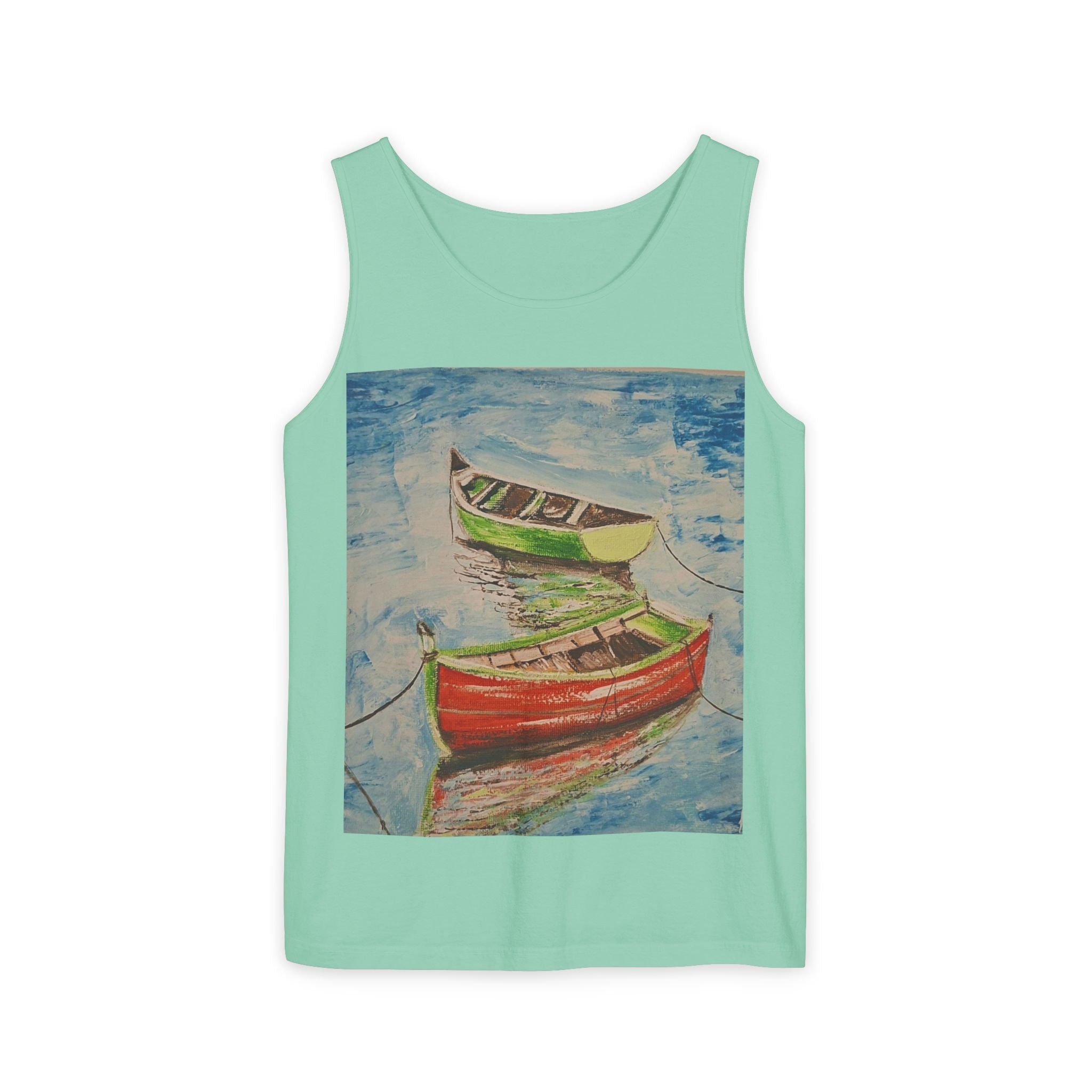 Boat Painting Tank Top — Colorful Rowboats Art Print Tank