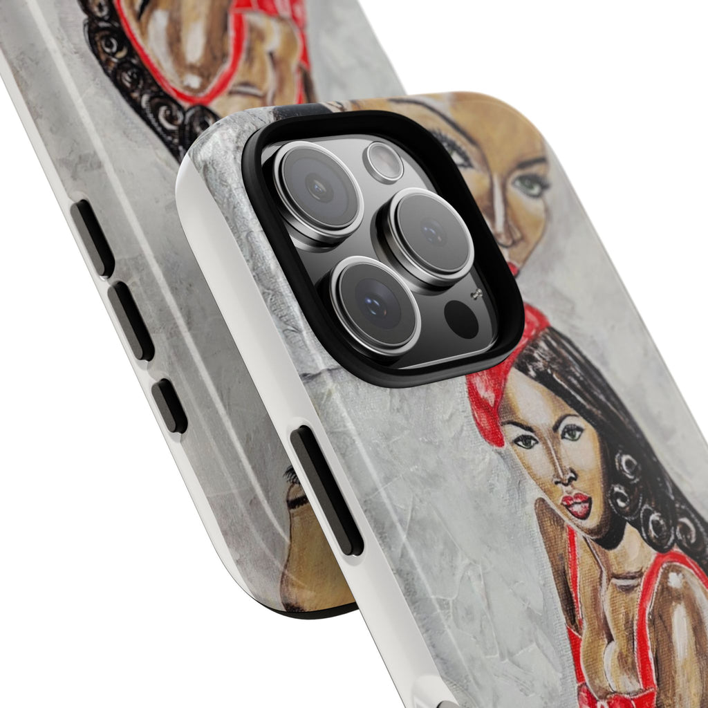 Pinup Girl Illustration Phone Case | Retro Femme Fatale, Red Outfit