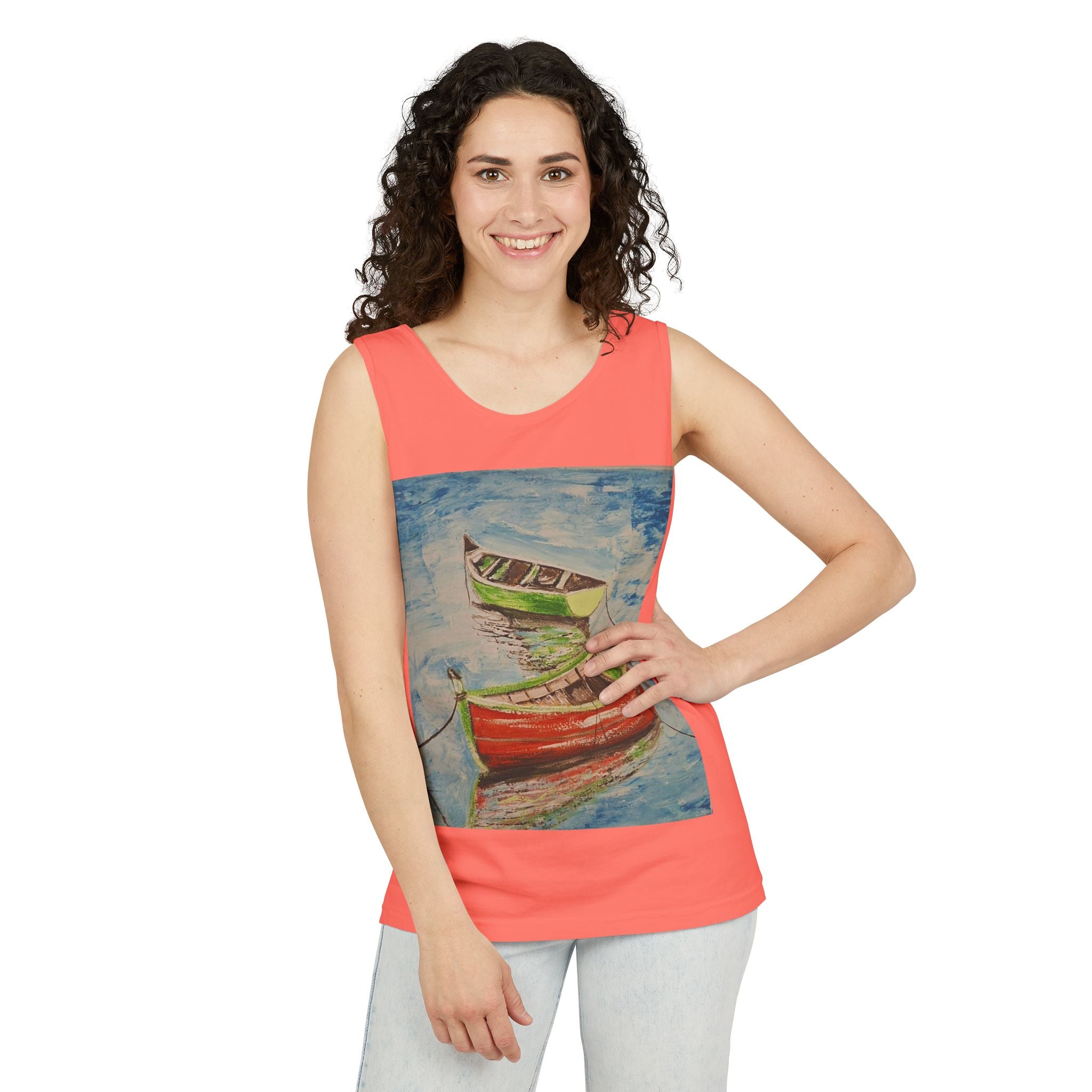 Boat Painting Tank Top — Colorful Rowboats Art Print Tank