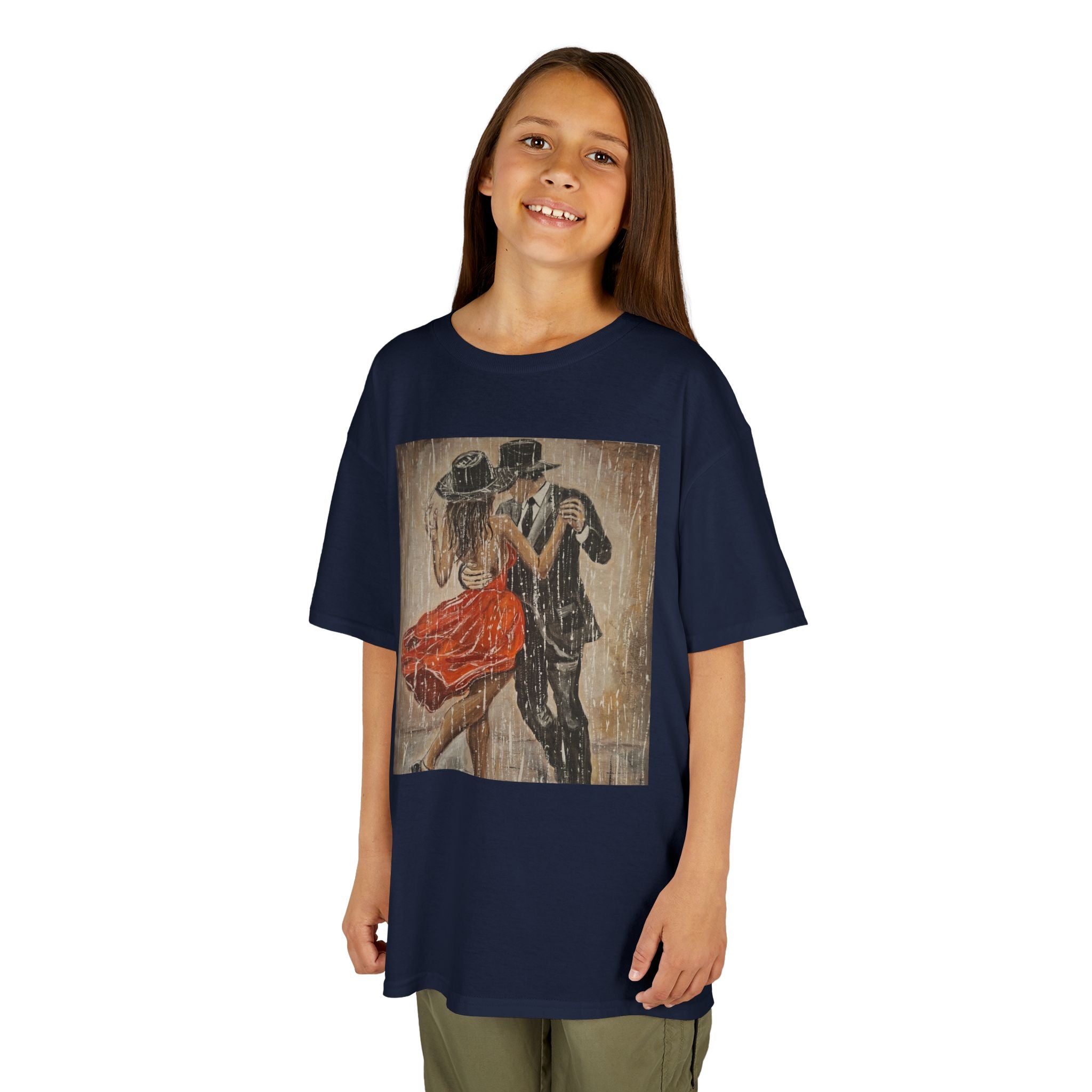 Kids Dance & Violin Art Tee — Vintage Ballroom Couple & Violinist Graphic Shirt