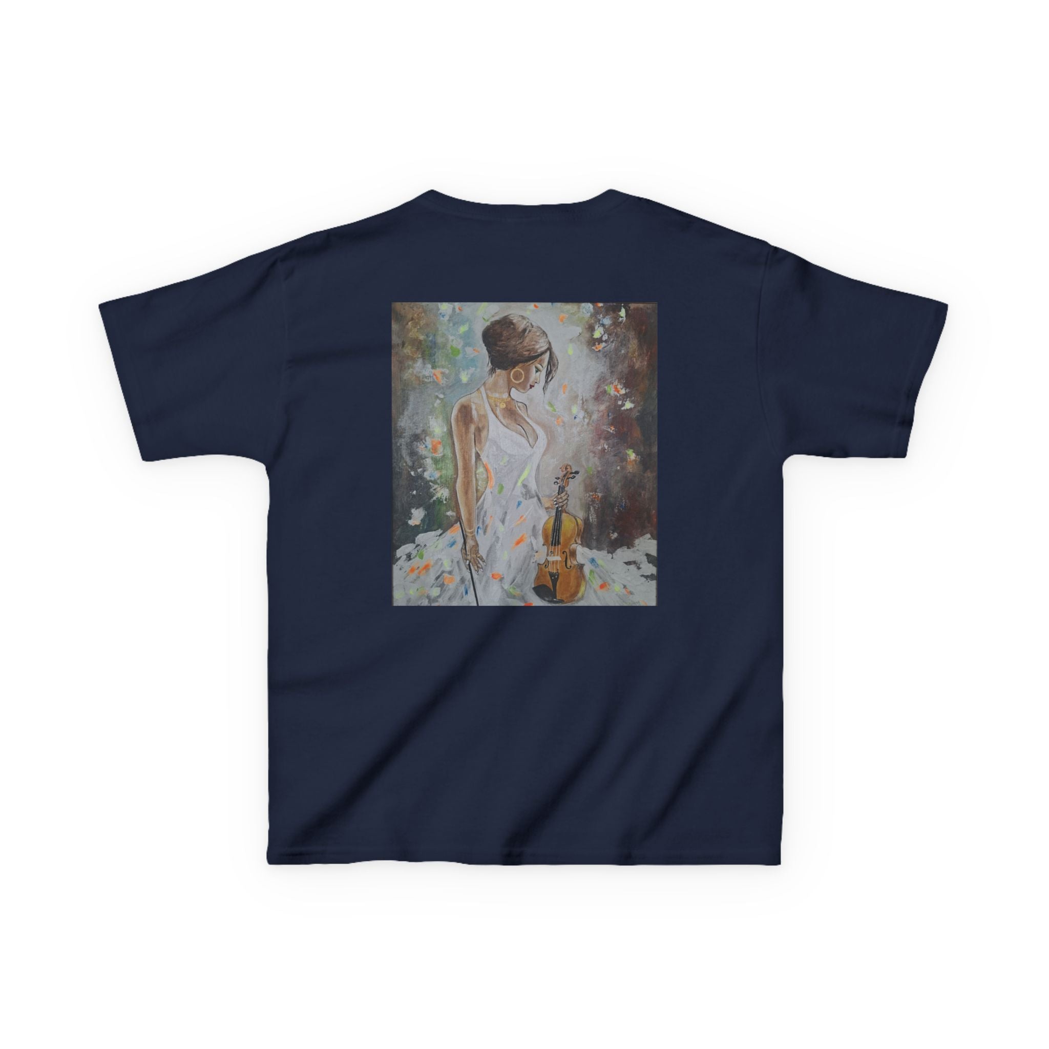 Kids Dance & Violin Art Tee — Vintage Ballroom Couple & Violinist Graphic Shirt