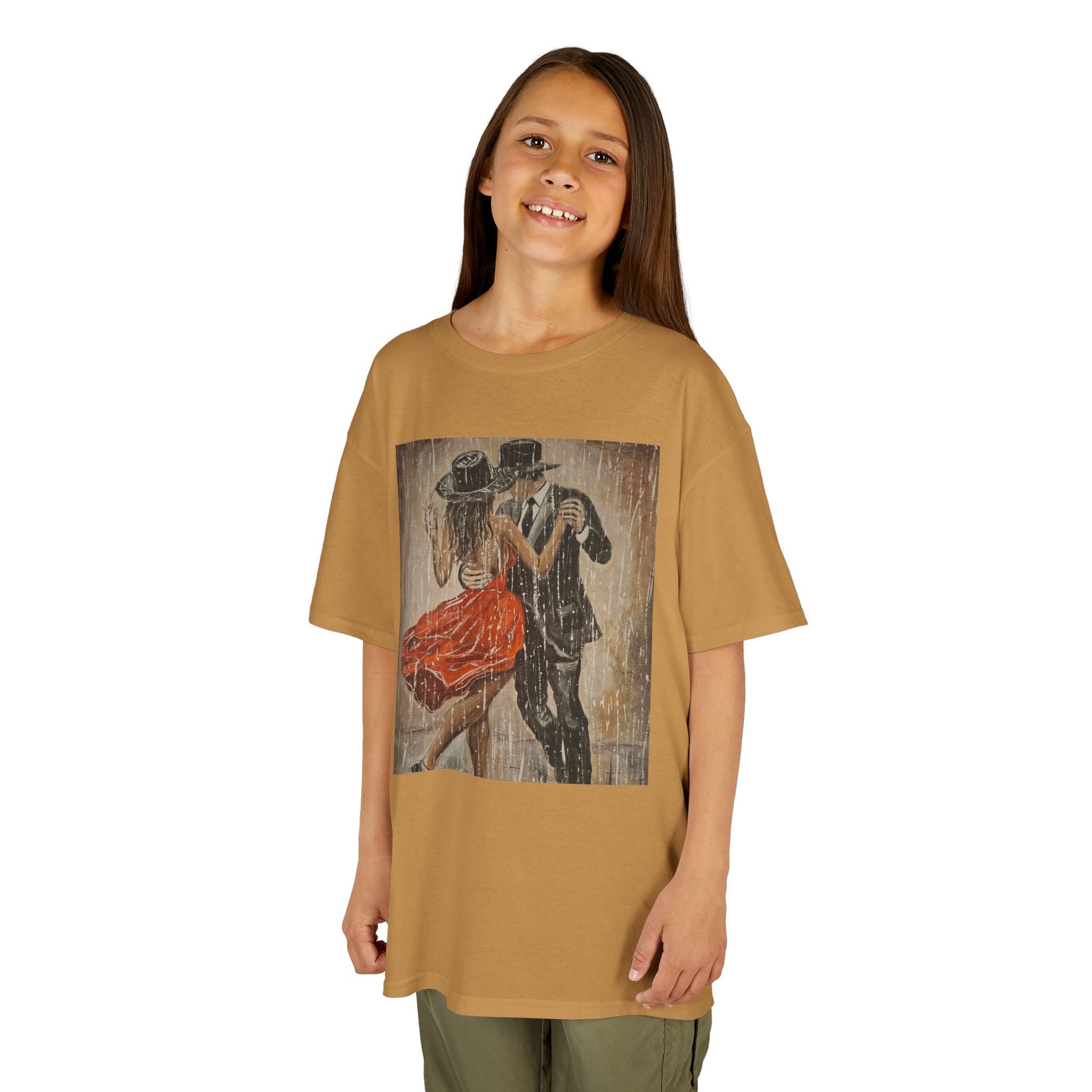 Kids Dance & Violin Art Tee — Vintage Ballroom Couple & Violinist Graphic Shirt