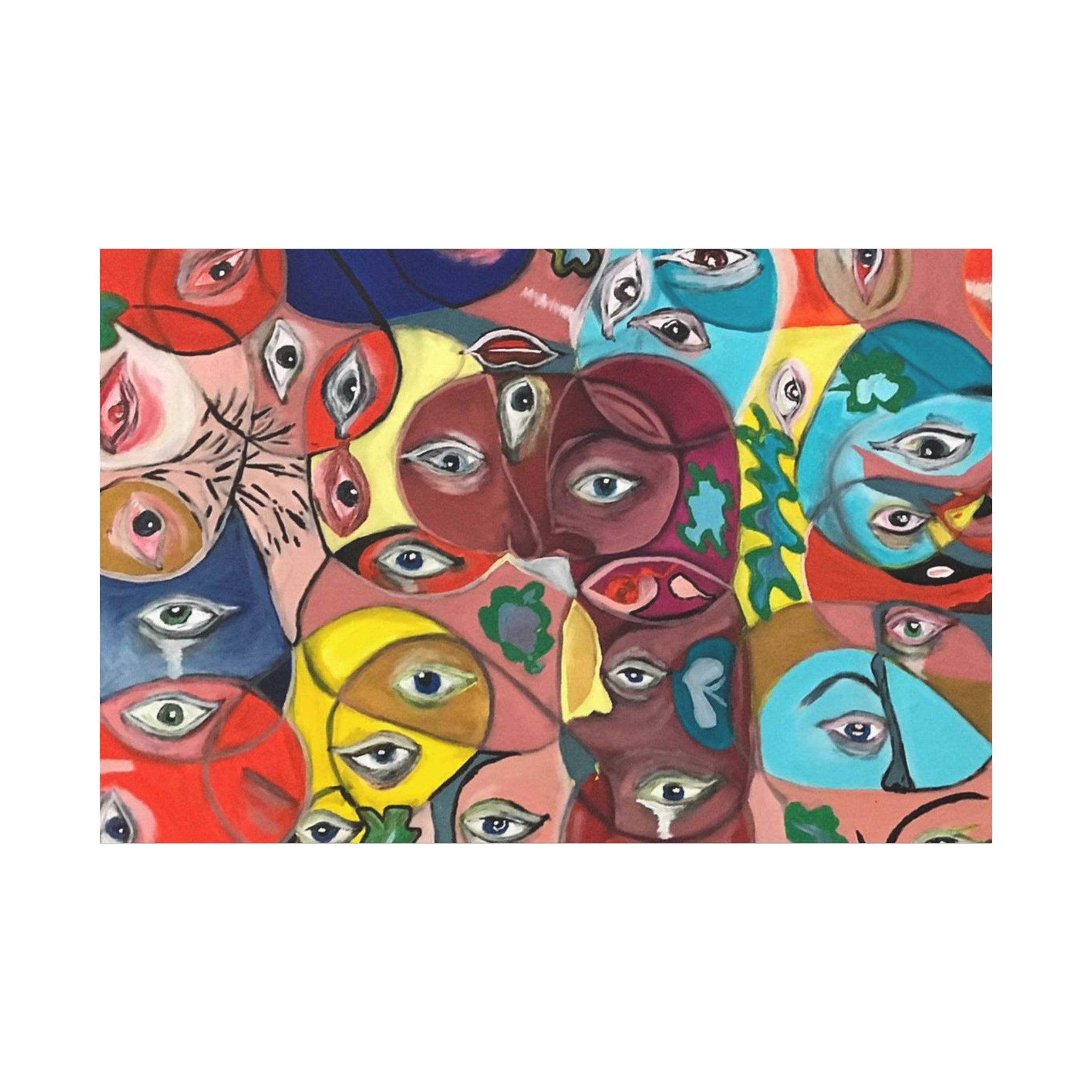 Colorful Abstract Faces Canvas | Matte Stretched Canvas