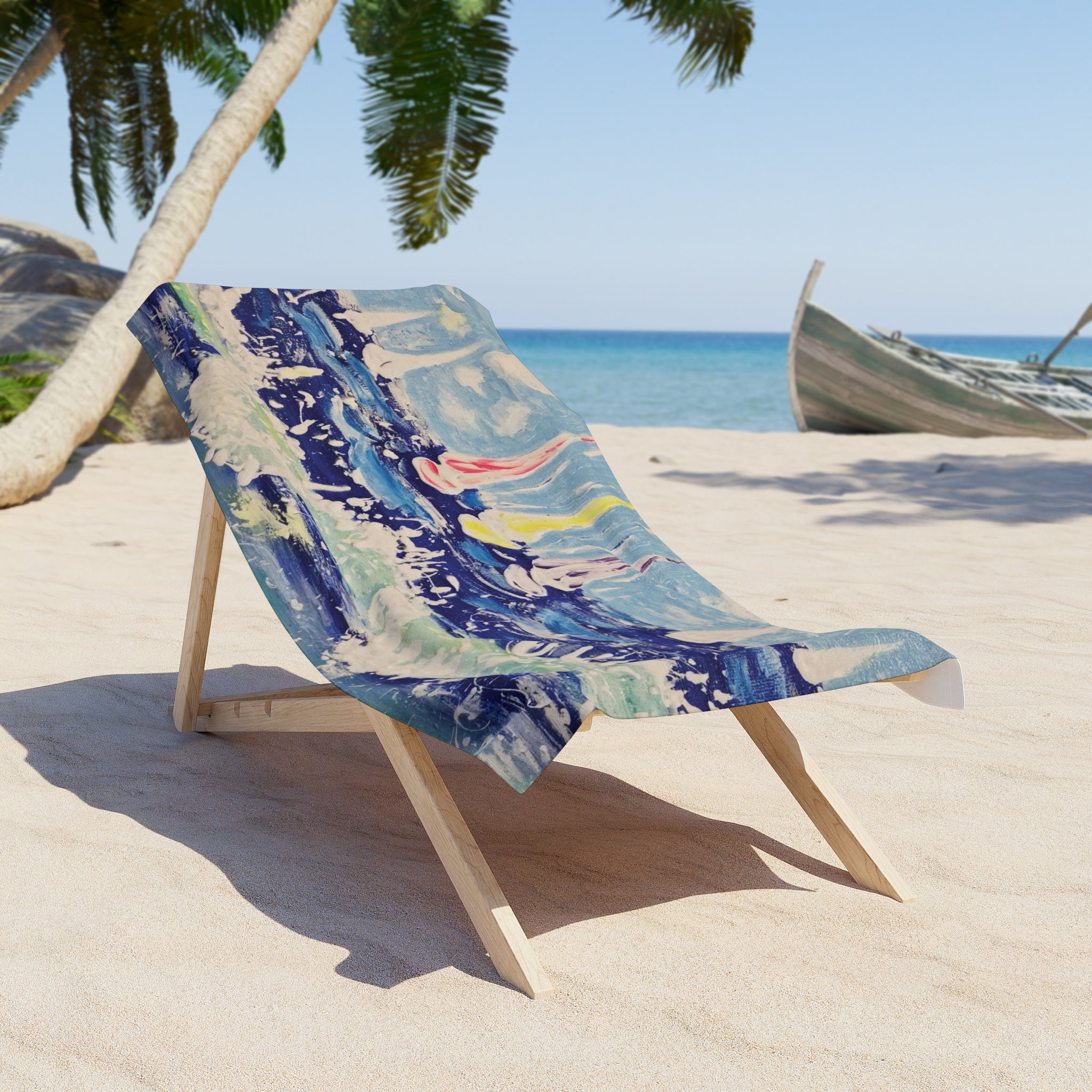 Sailboats on Waves Beach Towel – Nautical Seaside Summer Towel