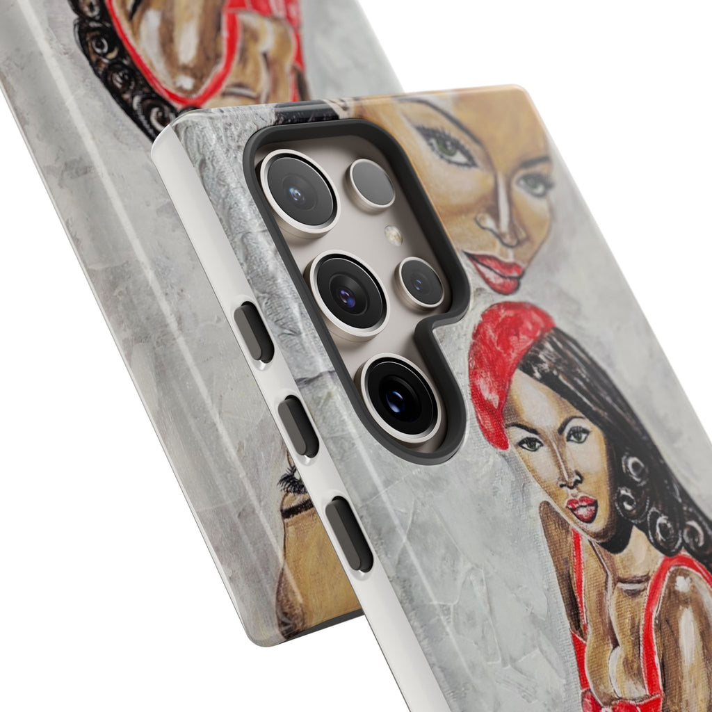Pinup Girl Illustration Phone Case | Retro Femme Fatale, Red Outfit