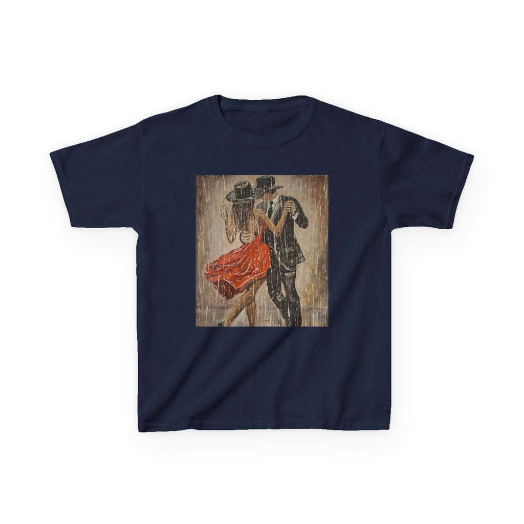 Kids Dance & Violin Art Tee — Vintage Ballroom Couple & Violinist Graphic Shirt