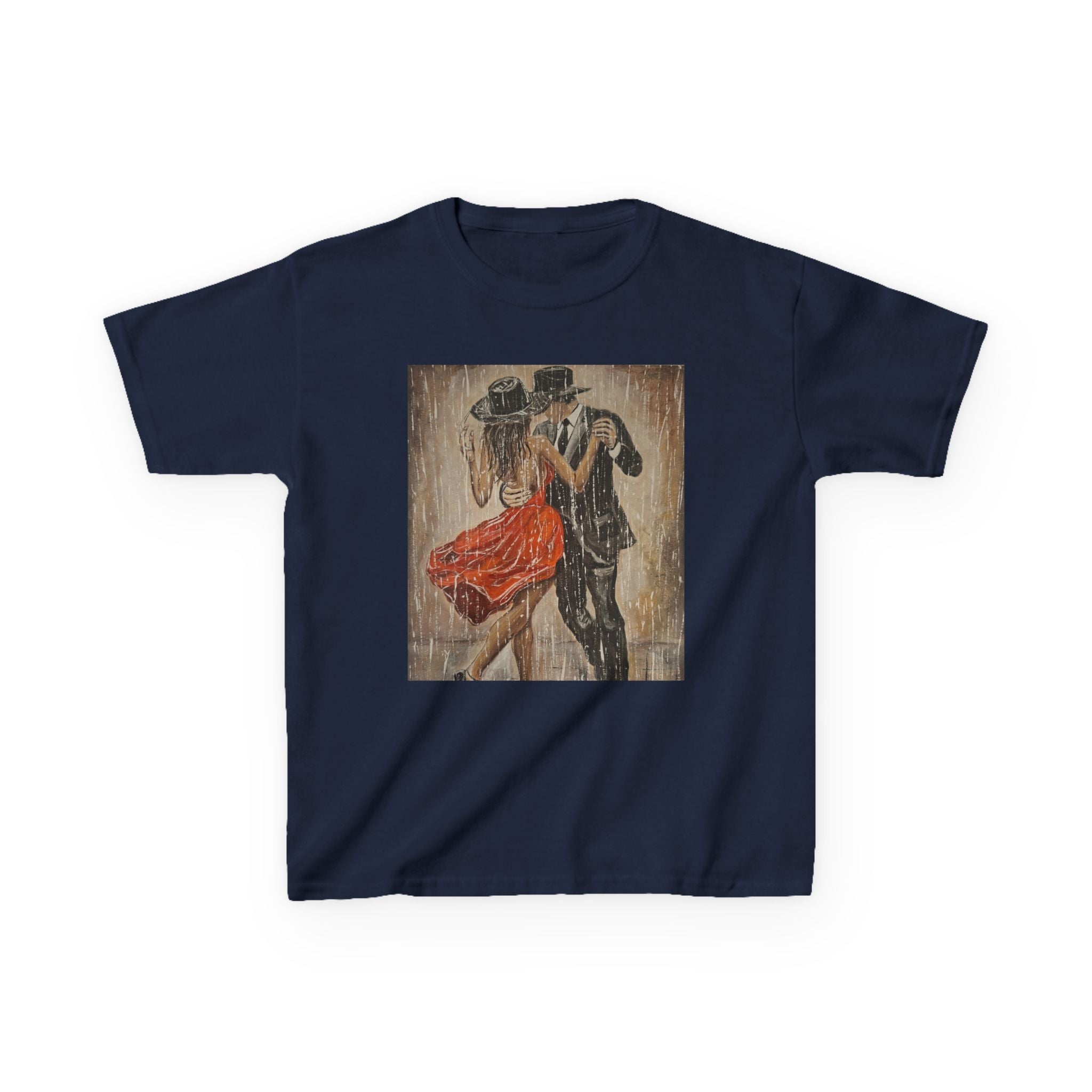 Kids Dance & Violin Art Tee — Vintage Ballroom Couple & Violinist Graphic Shirt