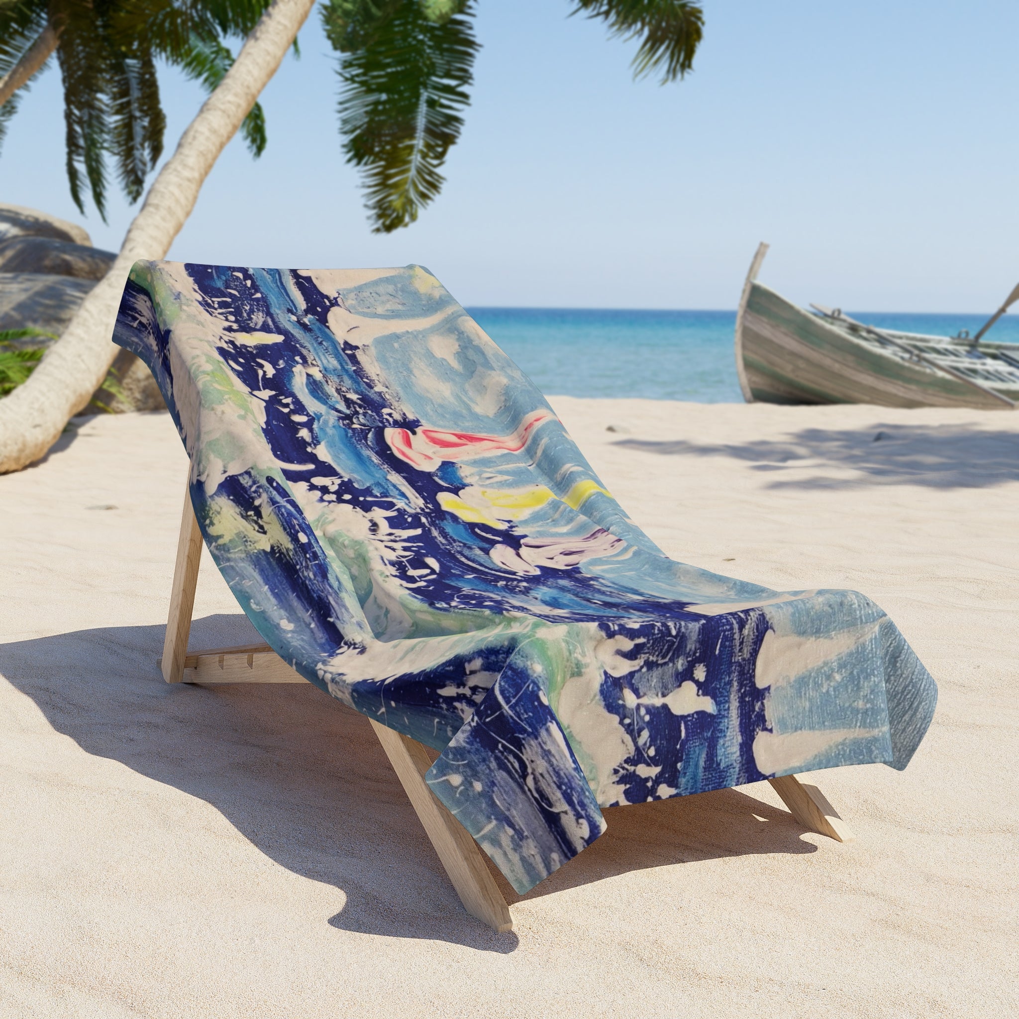 Sailboats on Waves Beach Towel – Nautical Seaside Summer Towel