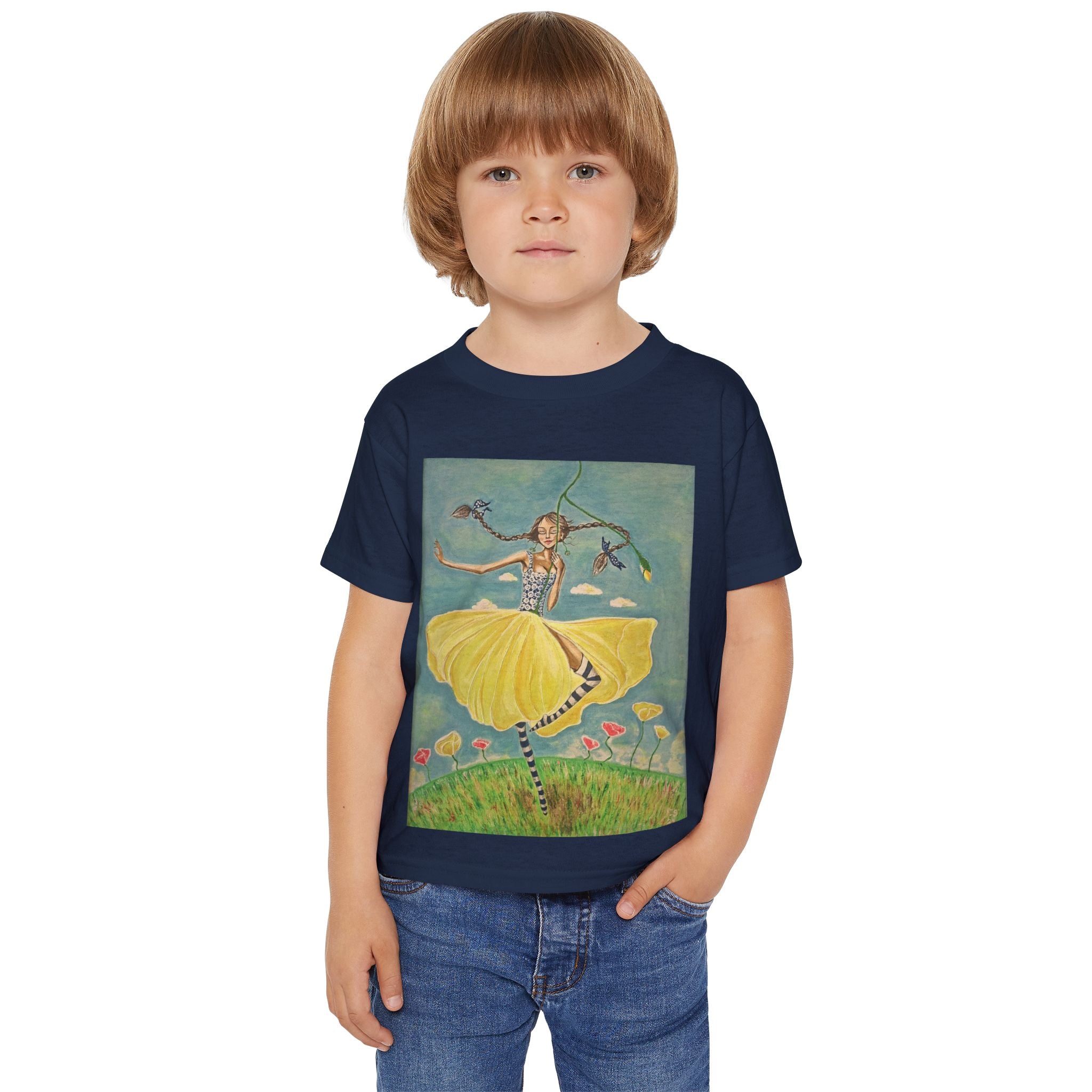 Dancing Girl Illustration Toddler T-shirt | Whimsical Kids Art