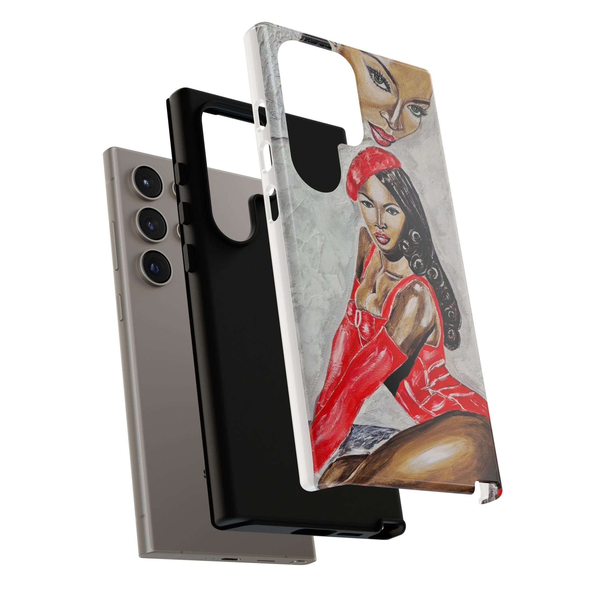 Pinup Girl Illustration Phone Case | Retro Femme Fatale, Red Outfit
